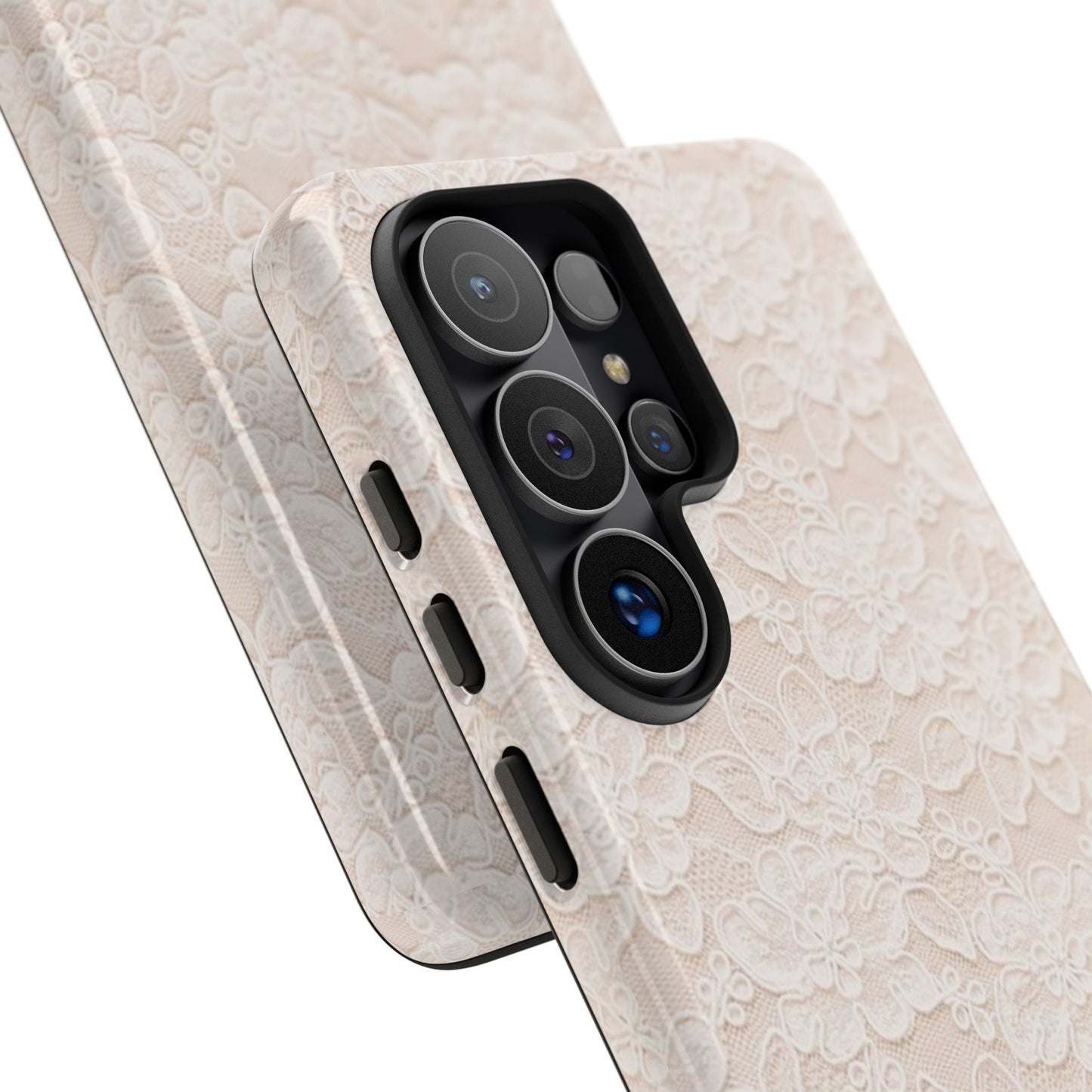 Floral Lace Tough Phone Case – Vintage Ivory Protective Cover