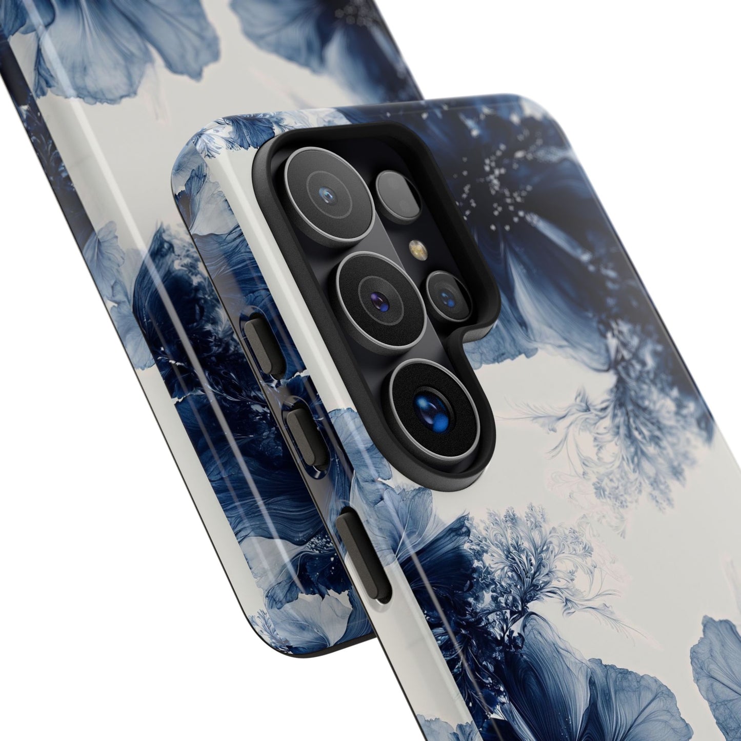 Floral Indigo Tough Phone Case — Blue Botanical Protective Cover