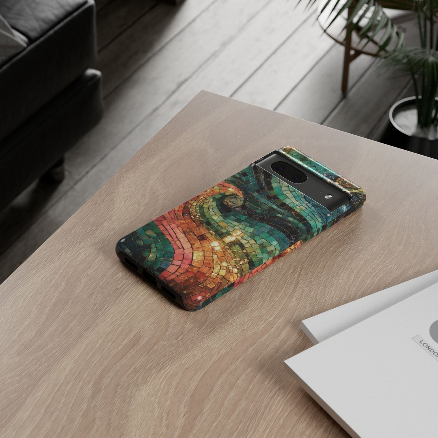 Mosaic Wave Phone Case – Colorful Artistic Tile Design Tough Case