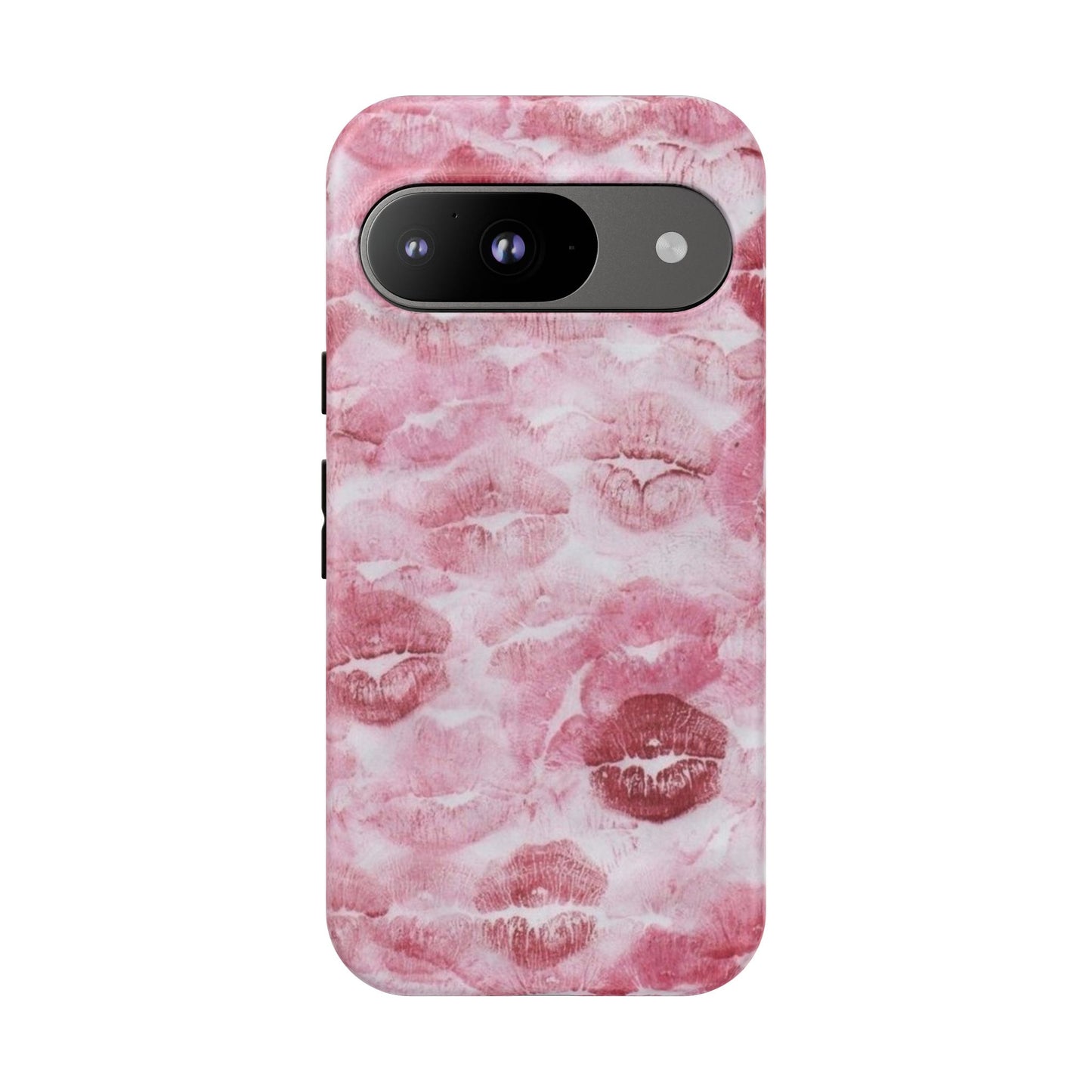Kiss Print Tough Phone Case — Pink Marble Lip Pattern, Protective iPhone Cover