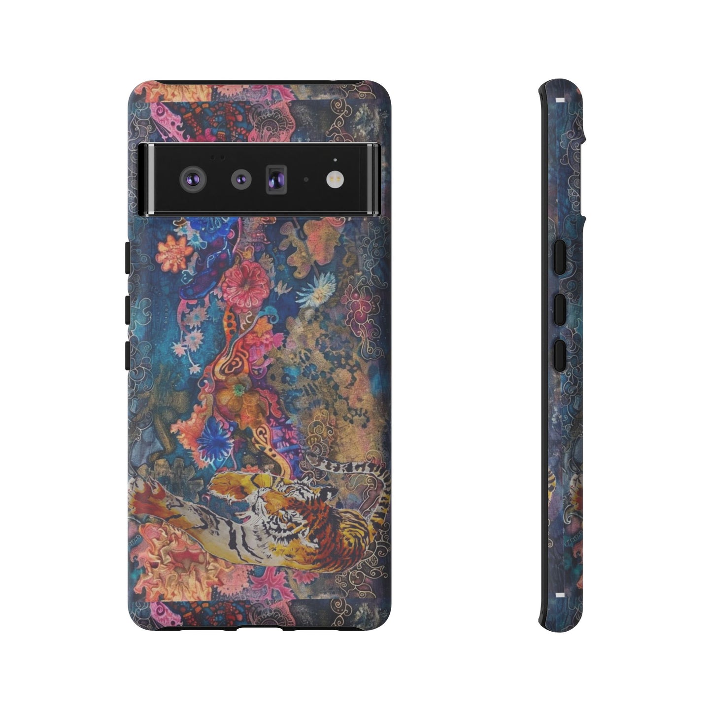 Phone Case - Colorful Floral Tiger Tough Case