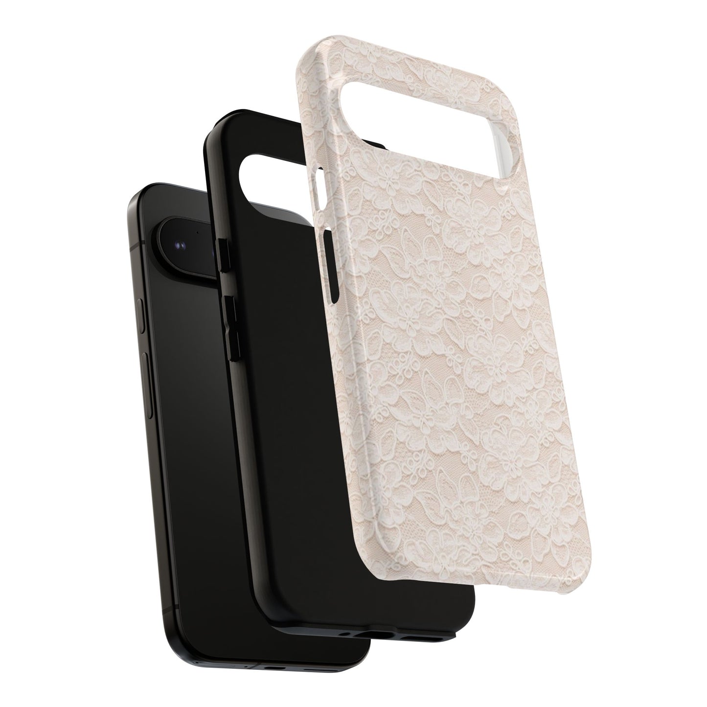 Floral Lace Tough Phone Case – Vintage Ivory Protective Cover