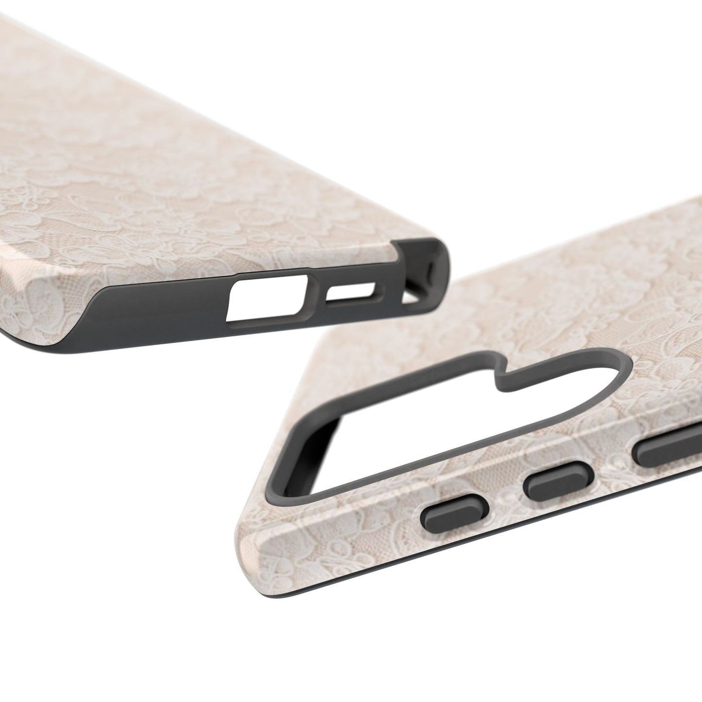 Floral Lace Tough Phone Case – Vintage Ivory Protective Cover