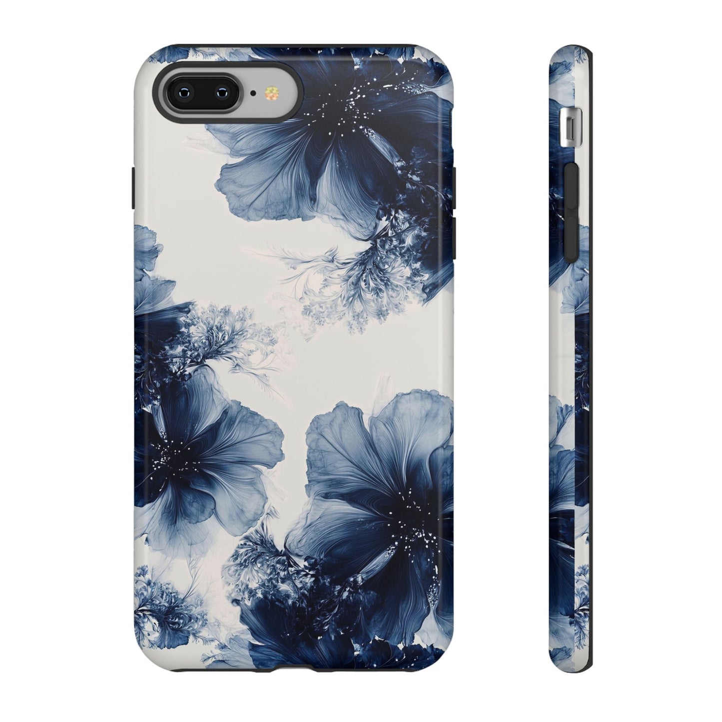 Floral Indigo Tough Phone Case — Blue Botanical Protective Cover