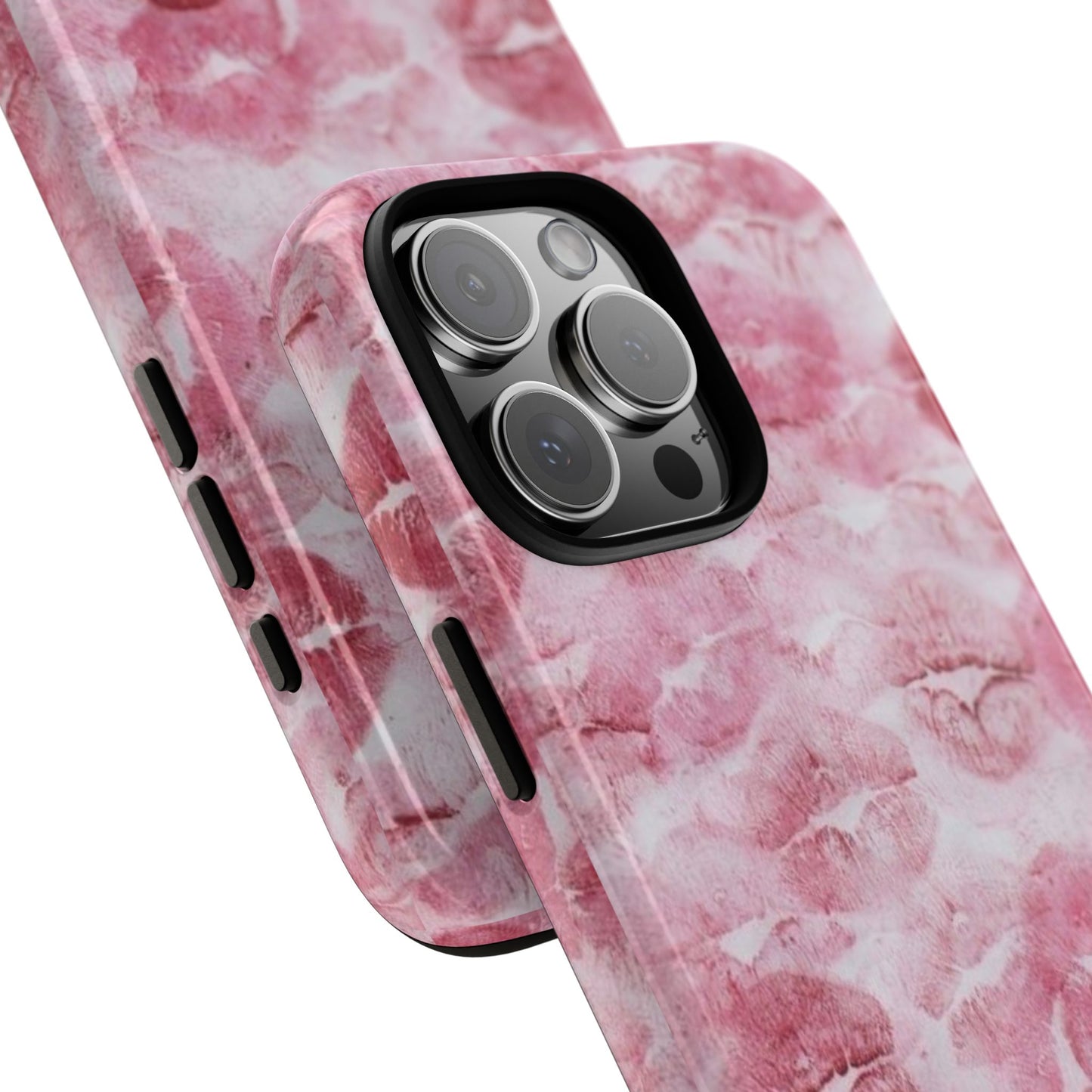 Kiss Print Tough Phone Case — Pink Marble Lip Pattern, Protective iPhone Cover
