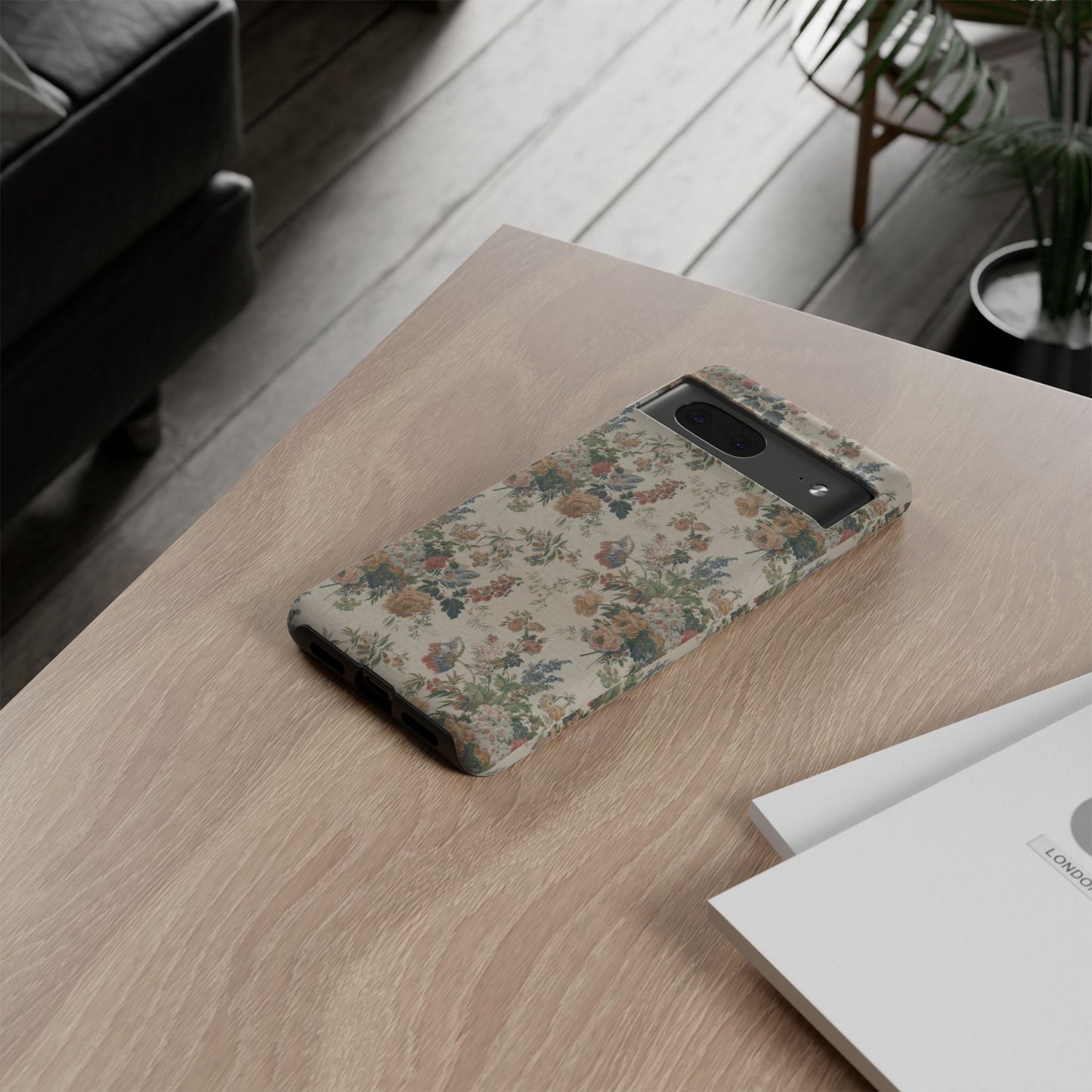 Floral Vintage Tough Phone Case – Antique Rose Pattern