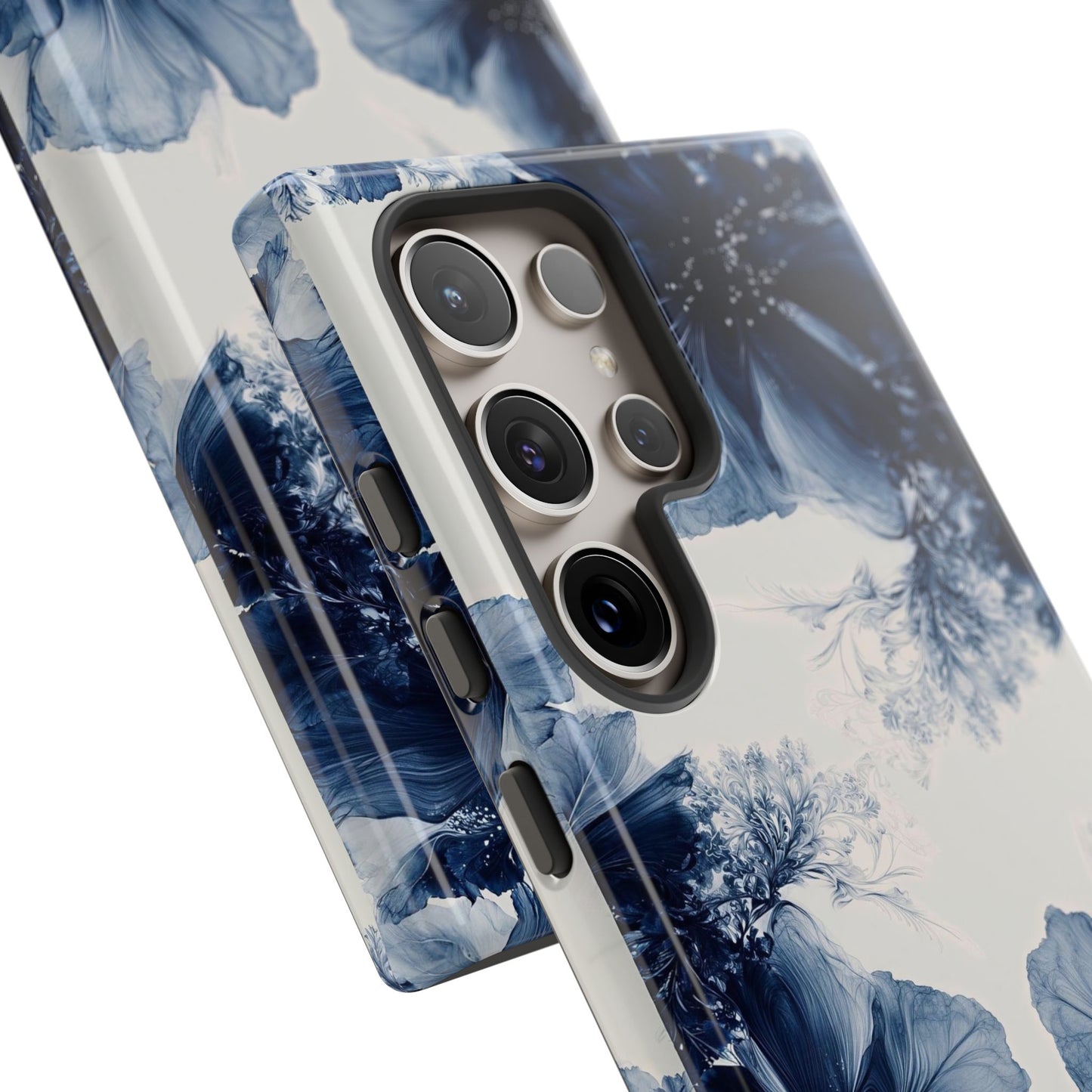 Floral Indigo Tough Phone Case — Blue Botanical Protective Cover