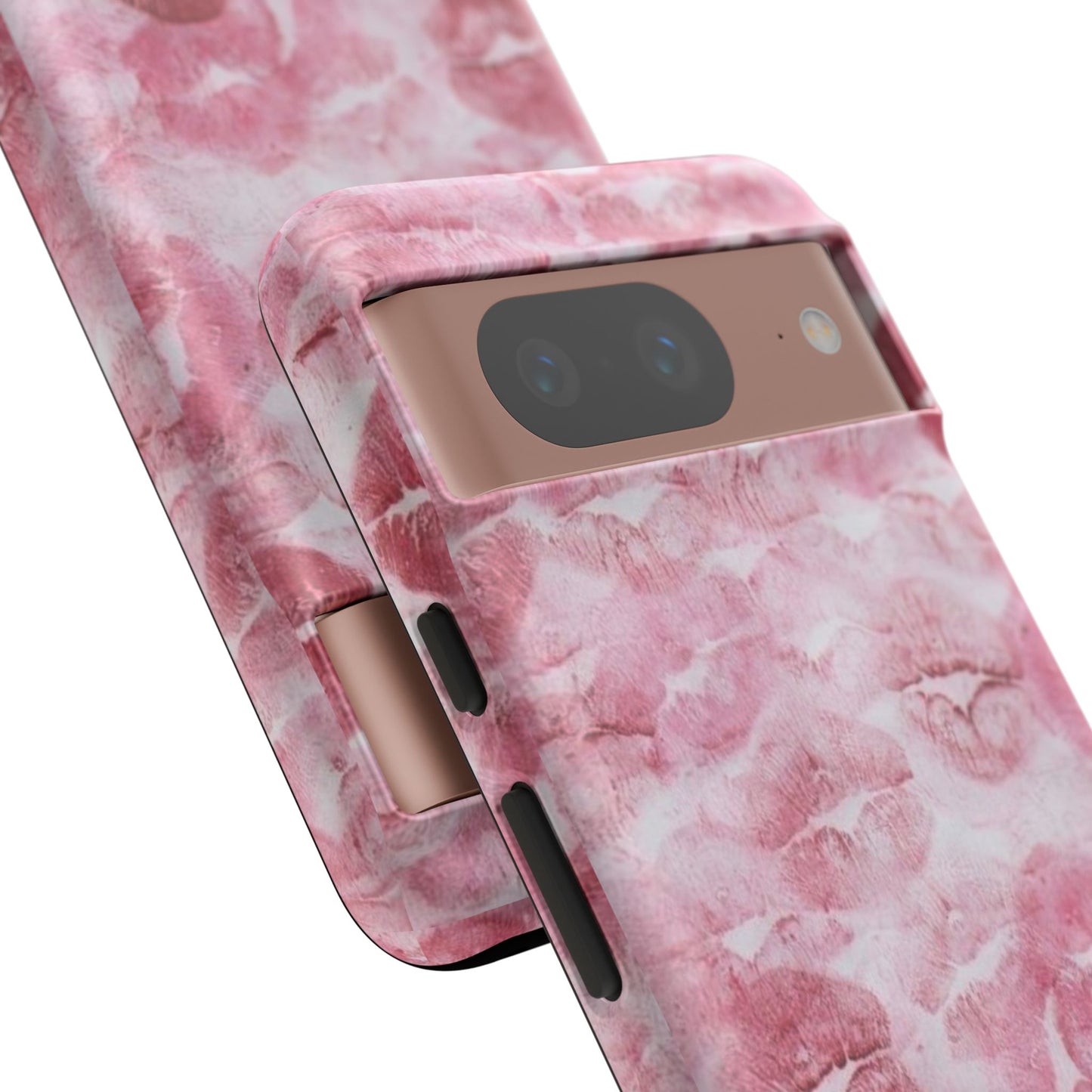Kiss Print Tough Phone Case — Pink Marble Lip Pattern, Protective iPhone Cover