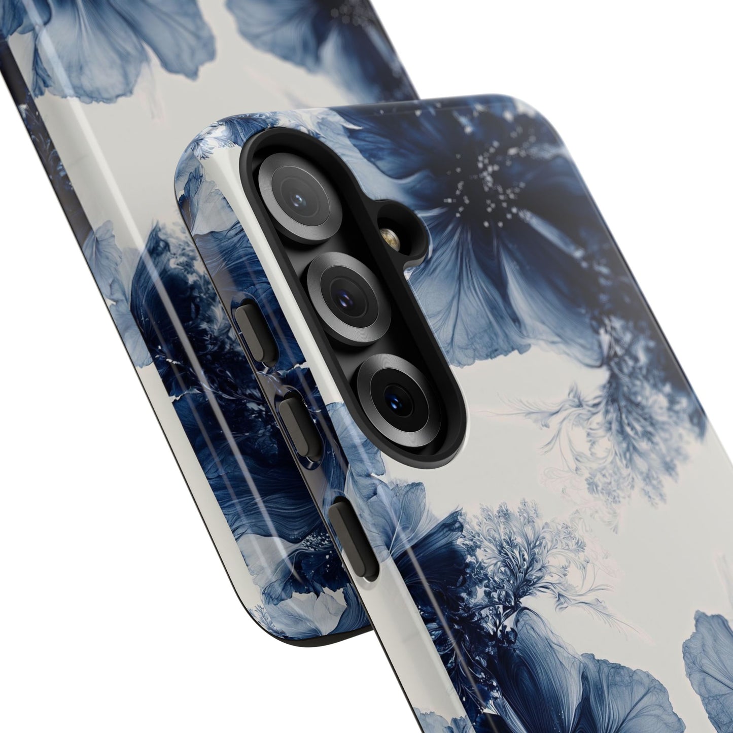 Floral Indigo Tough Phone Case — Blue Botanical Protective Cover