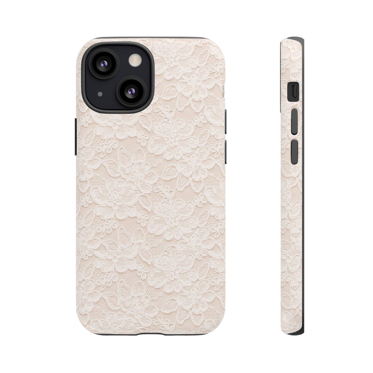Floral Lace Tough Phone Case – Vintage Ivory Protective Cover