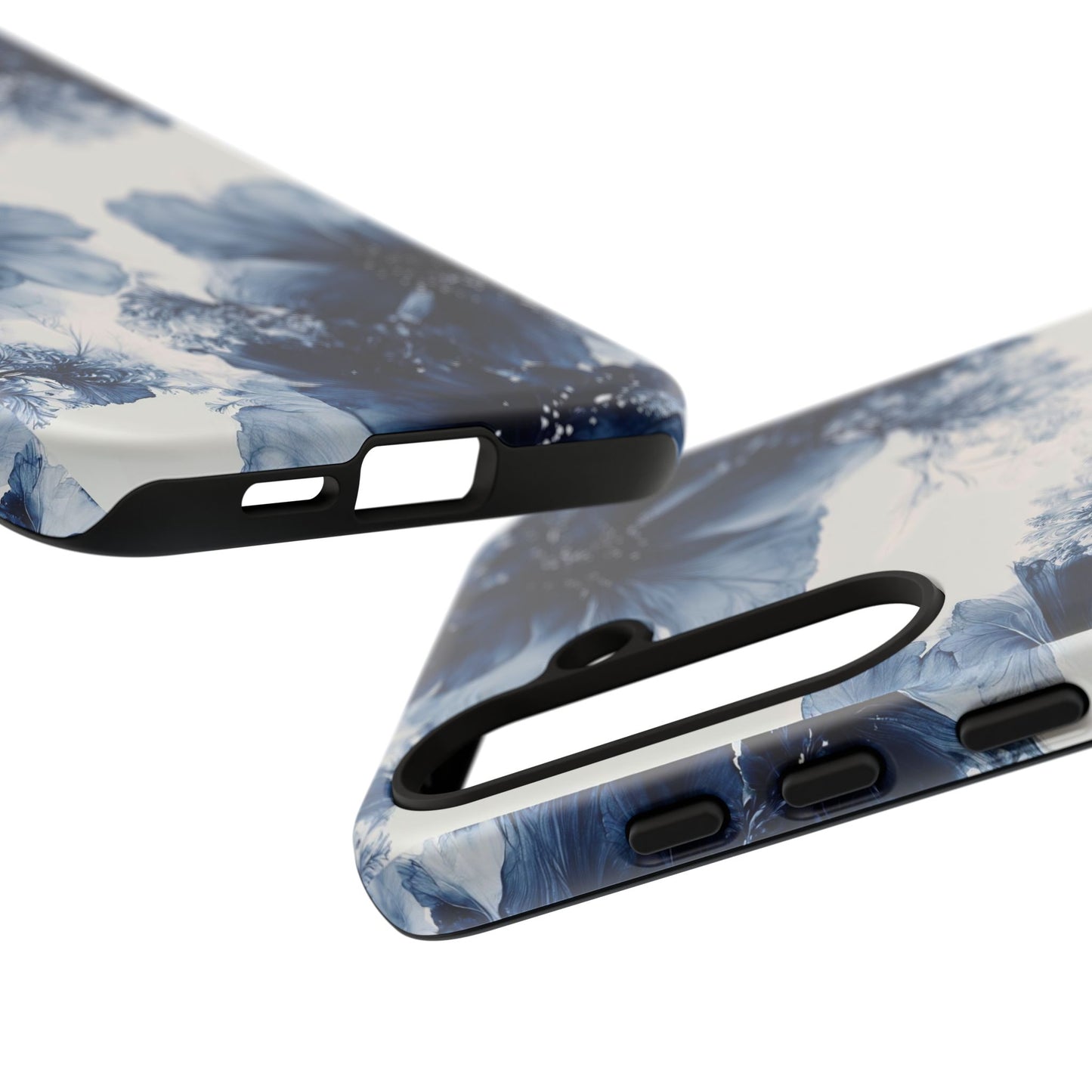 Floral Indigo Tough Phone Case — Blue Botanical Protective Cover