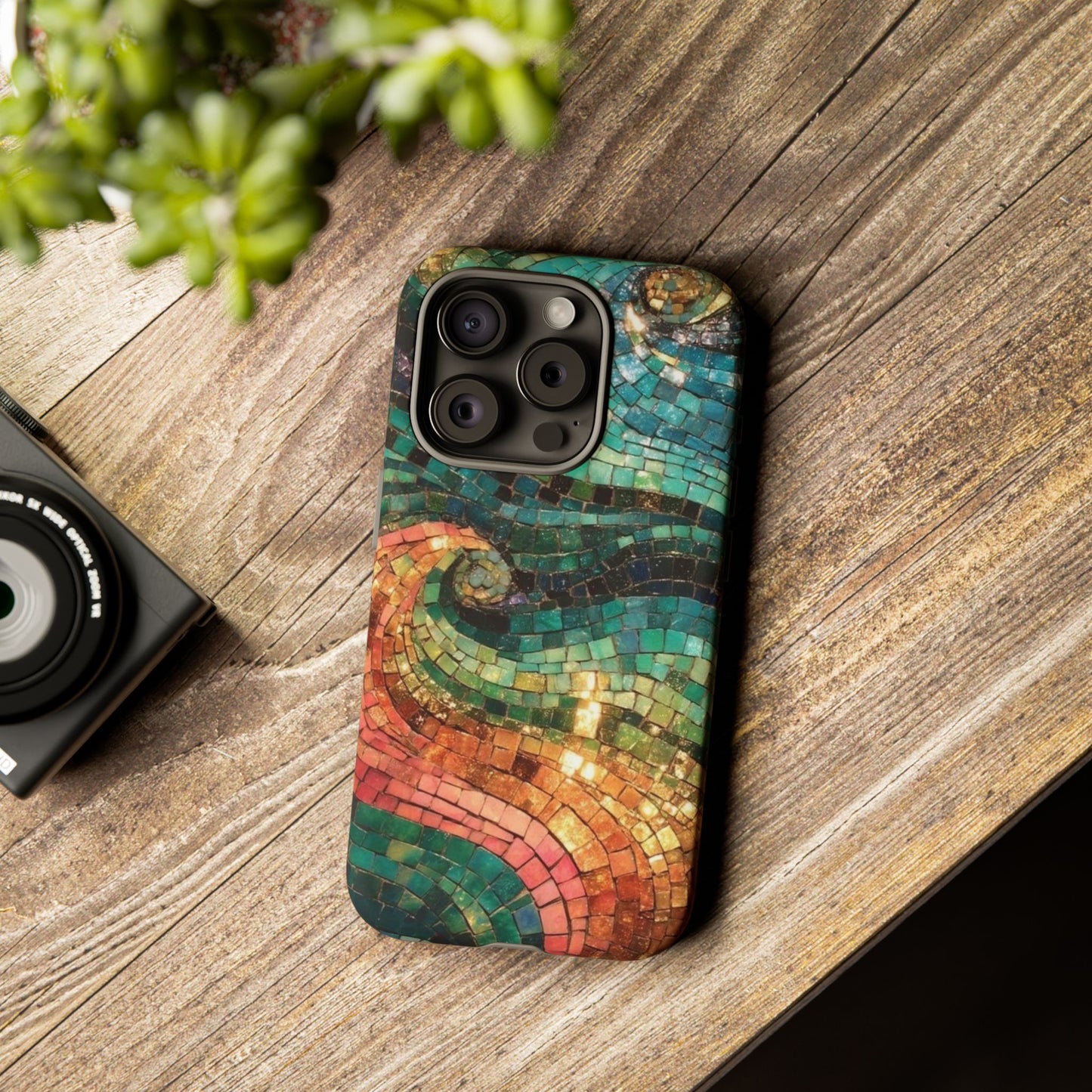 Mosaic Wave Phone Case – Colorful Artistic Tile Design Tough Case