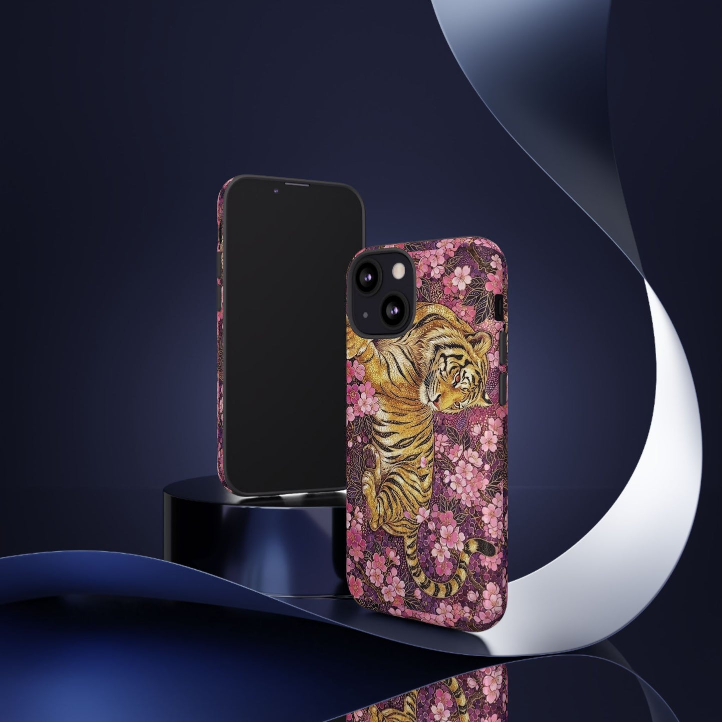 Tiger Floral Phone Case — Vintage Sakura Heavy-Duty Protective Cover