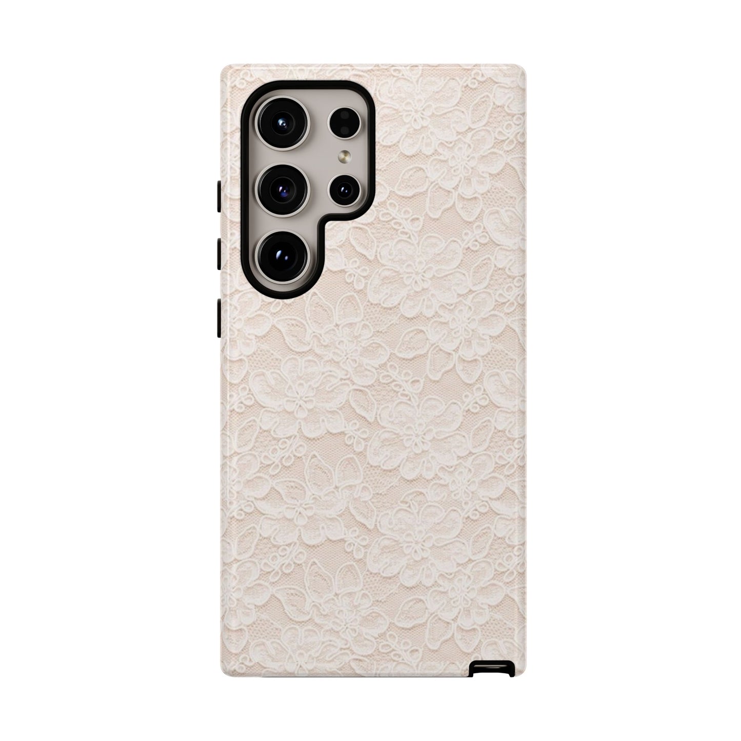 Floral Lace Tough Phone Case – Vintage Ivory Protective Cover