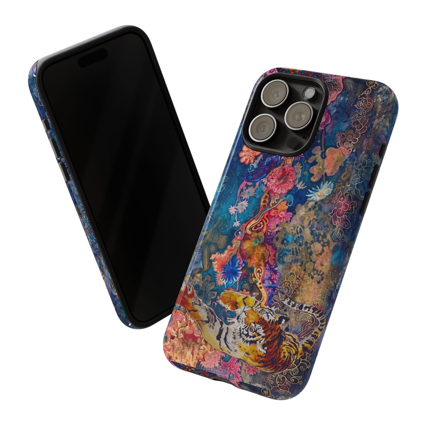 Phone Case - Colorful Floral Tiger Tough Case