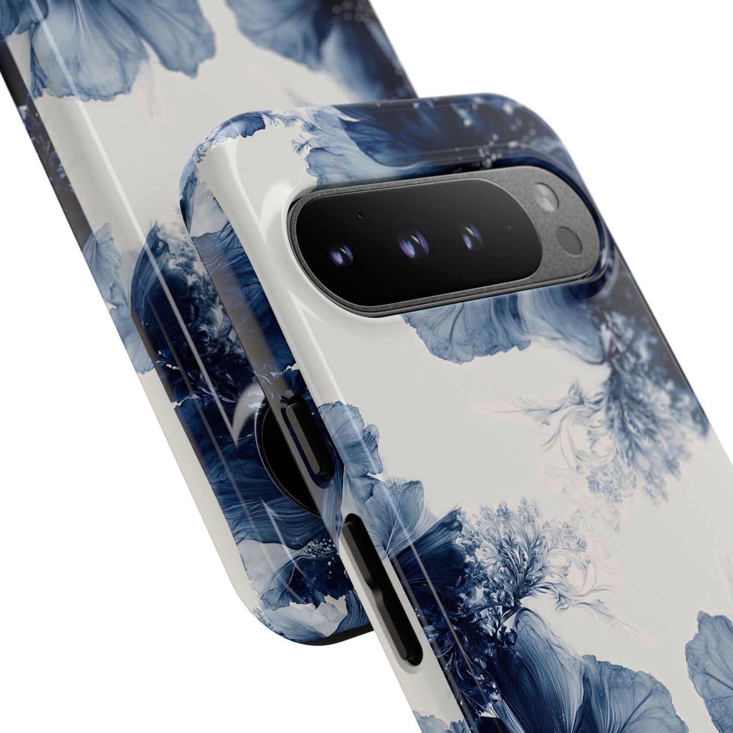 Floral Indigo Tough Phone Case — Blue Botanical Protective Cover