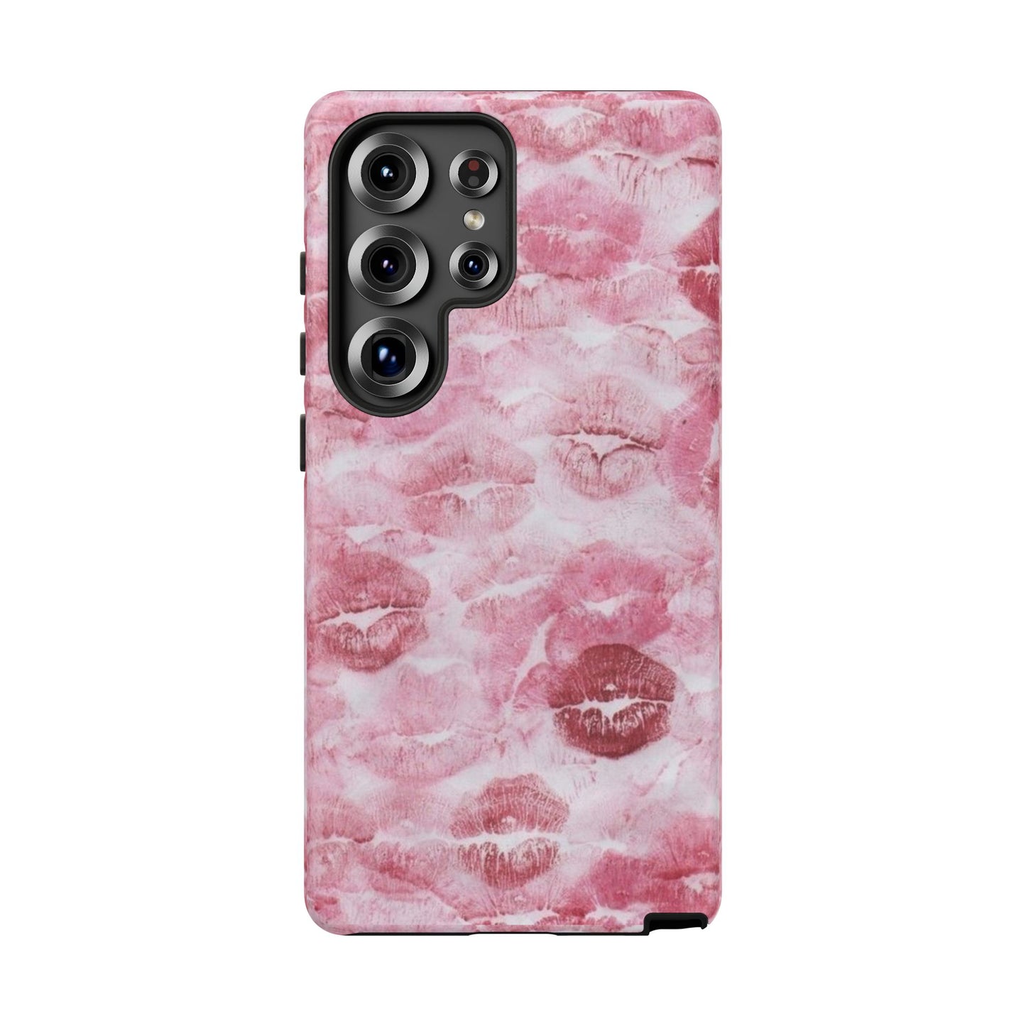 Kiss Print Tough Phone Case — Pink Marble Lip Pattern, Protective iPhone Cover