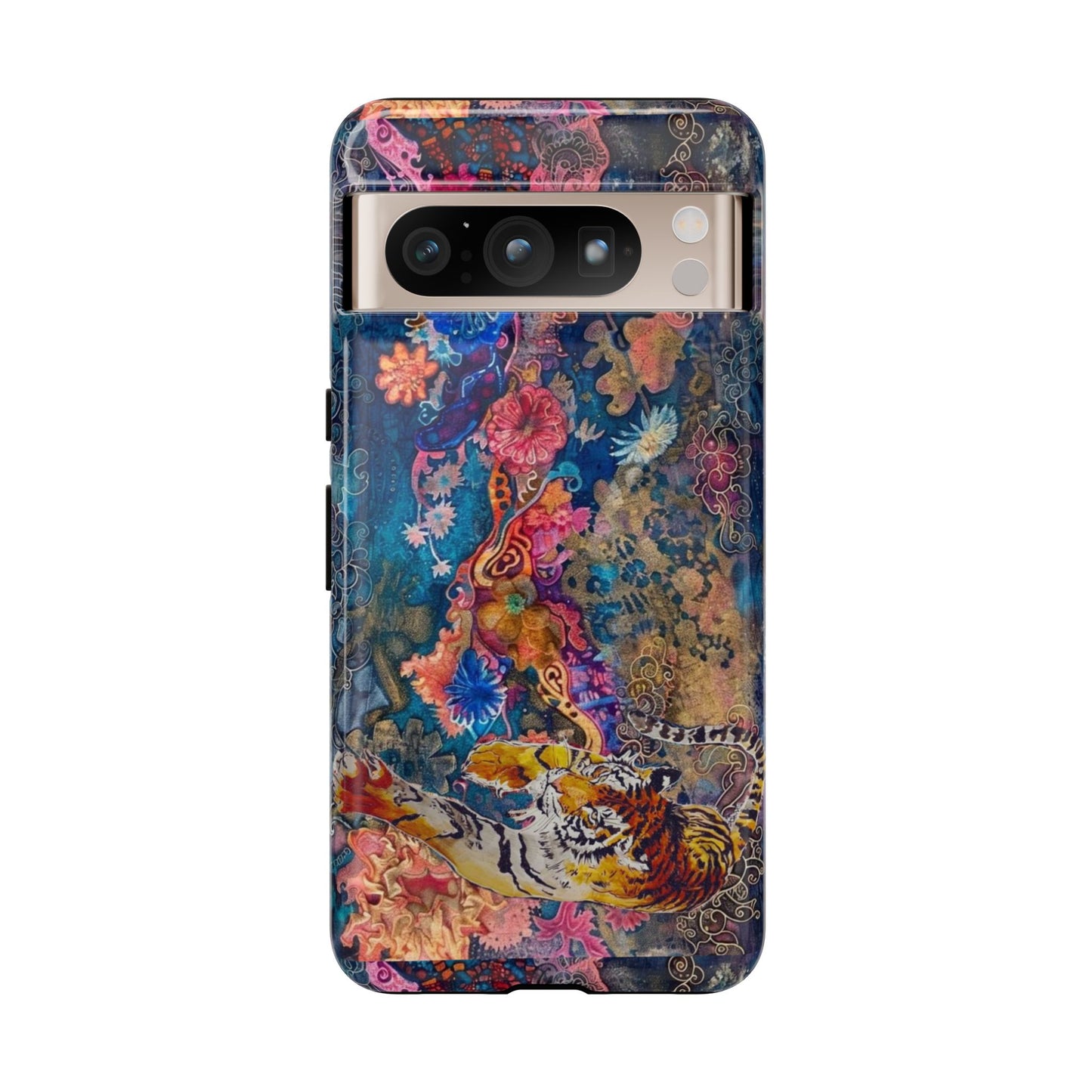 Phone Case - Colorful Floral Tiger Tough Case