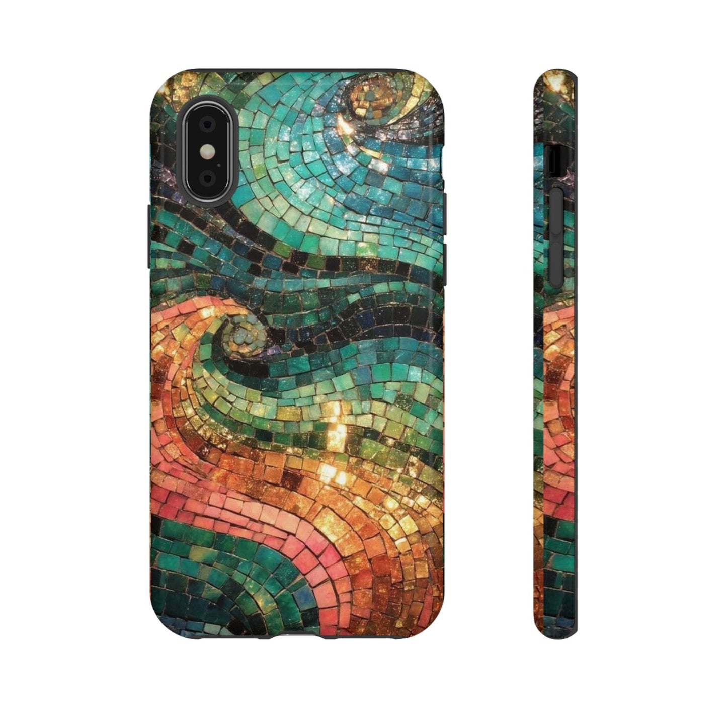Mosaic Wave Phone Case – Colorful Artistic Tile Design Tough Case