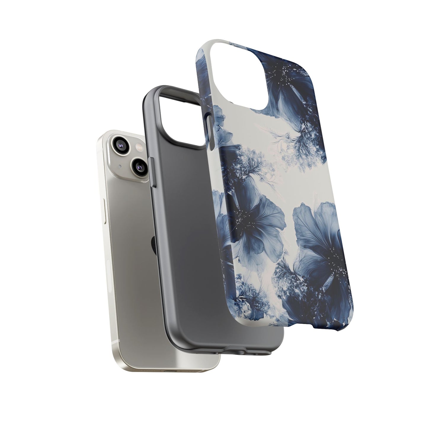 Floral Indigo Tough Phone Case — Blue Botanical Protective Cover