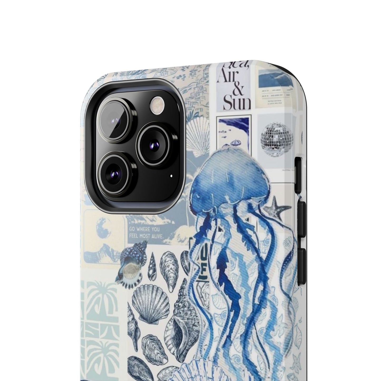 Sea Collage Tough Phone Case — Blue Jellyfish & Shells Coastal Design
