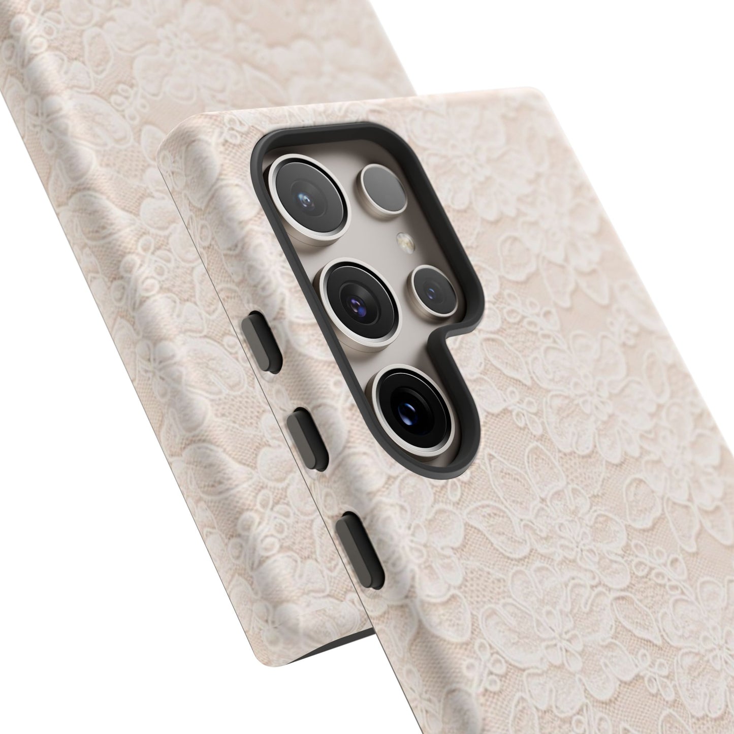 Floral Lace Tough Phone Case – Vintage Ivory Protective Cover