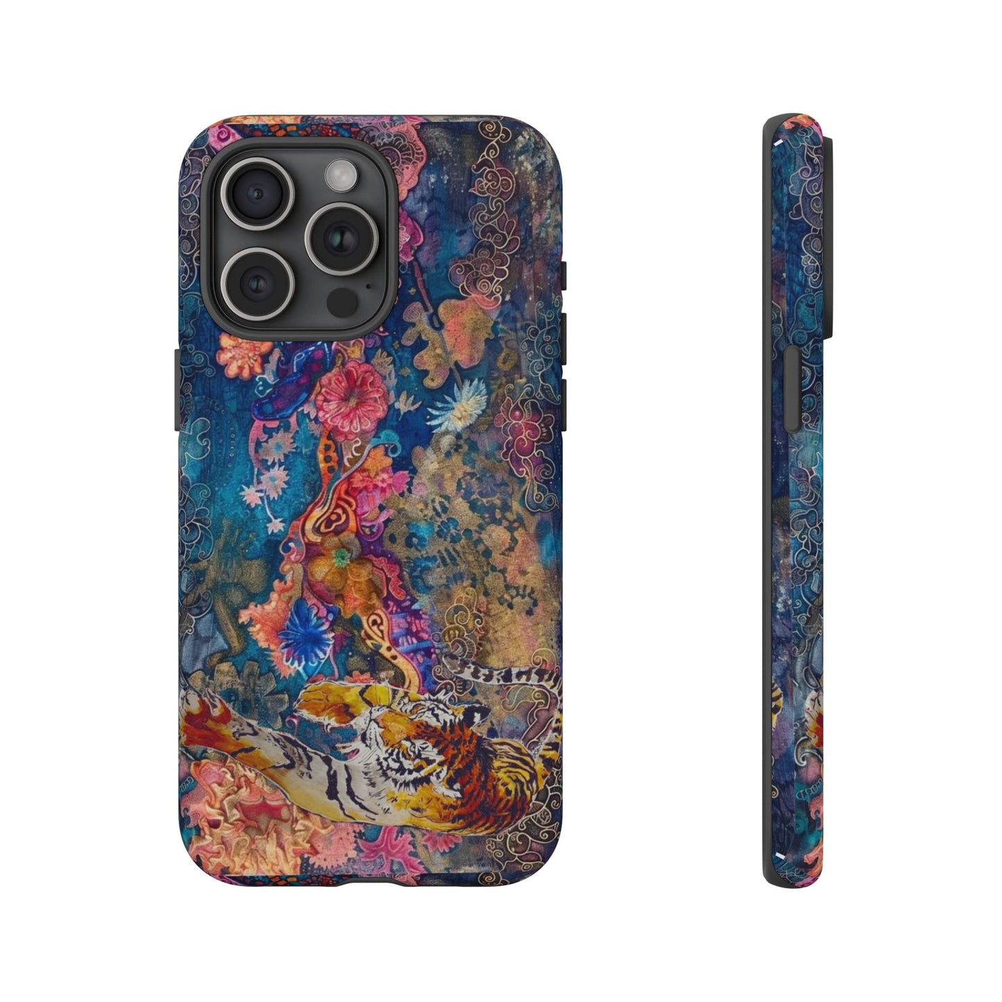 Phone Case - Colorful Floral Tiger Tough Case