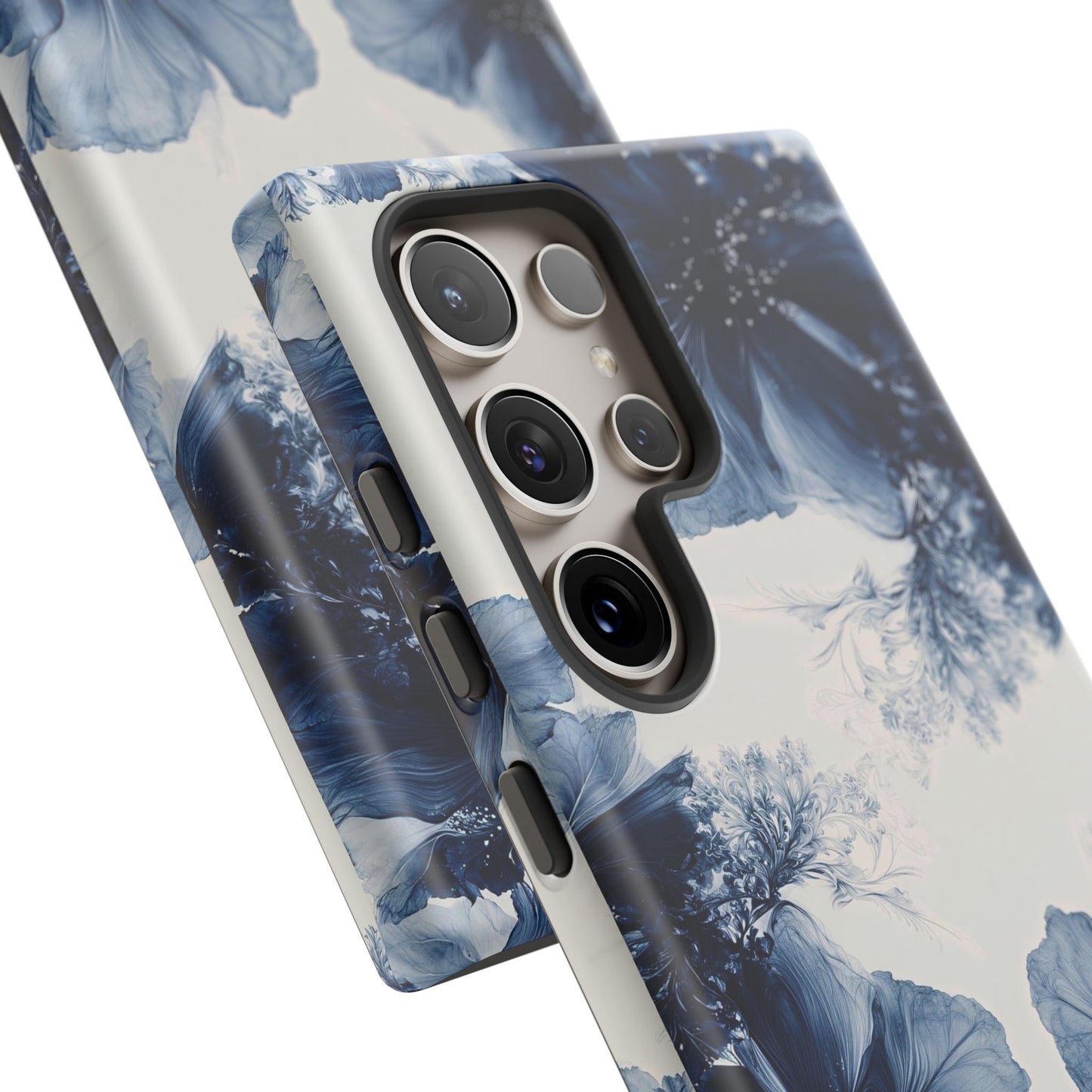 Floral Indigo Tough Phone Case — Blue Botanical Protective Cover