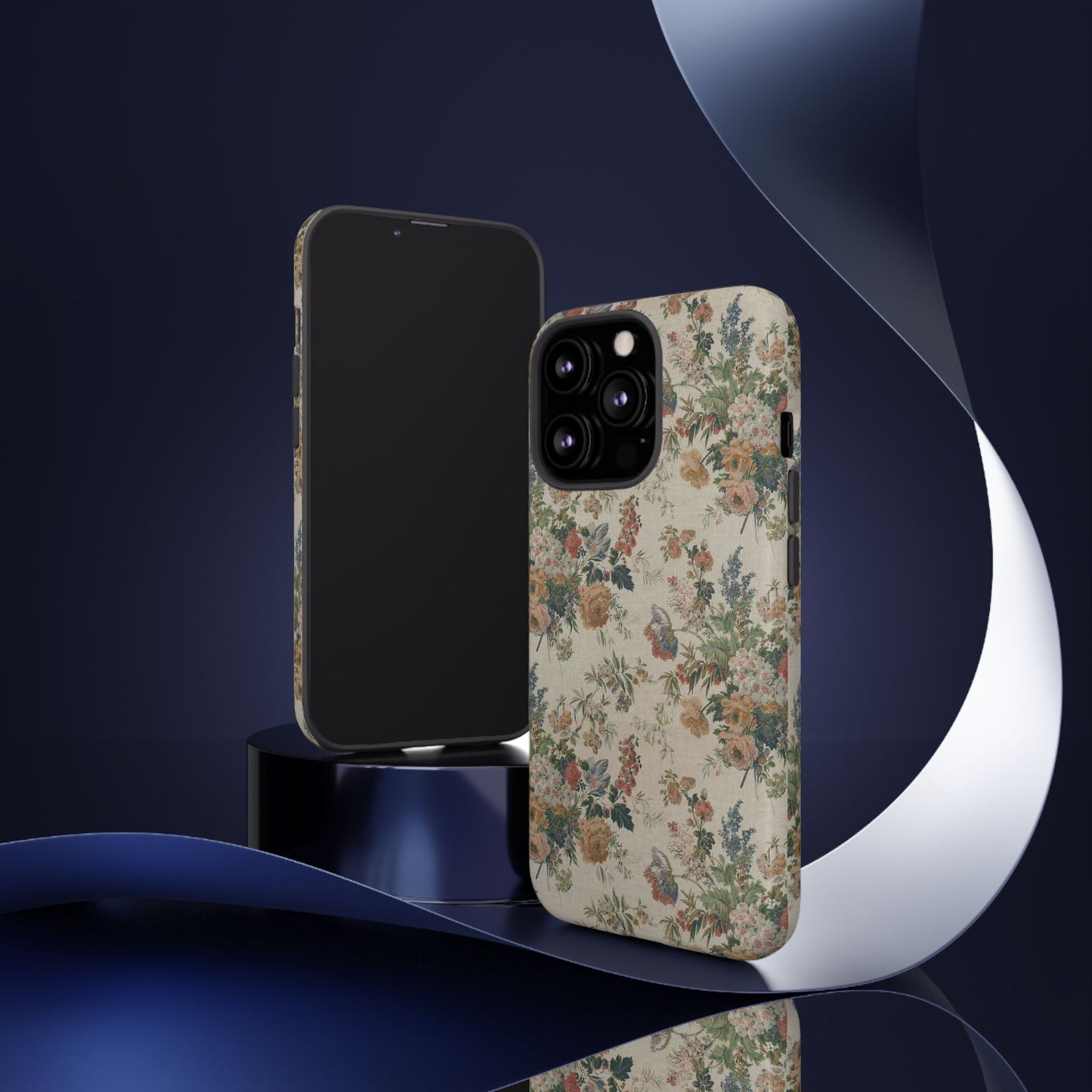 Floral Vintage Tough Phone Case – Antique Rose Pattern