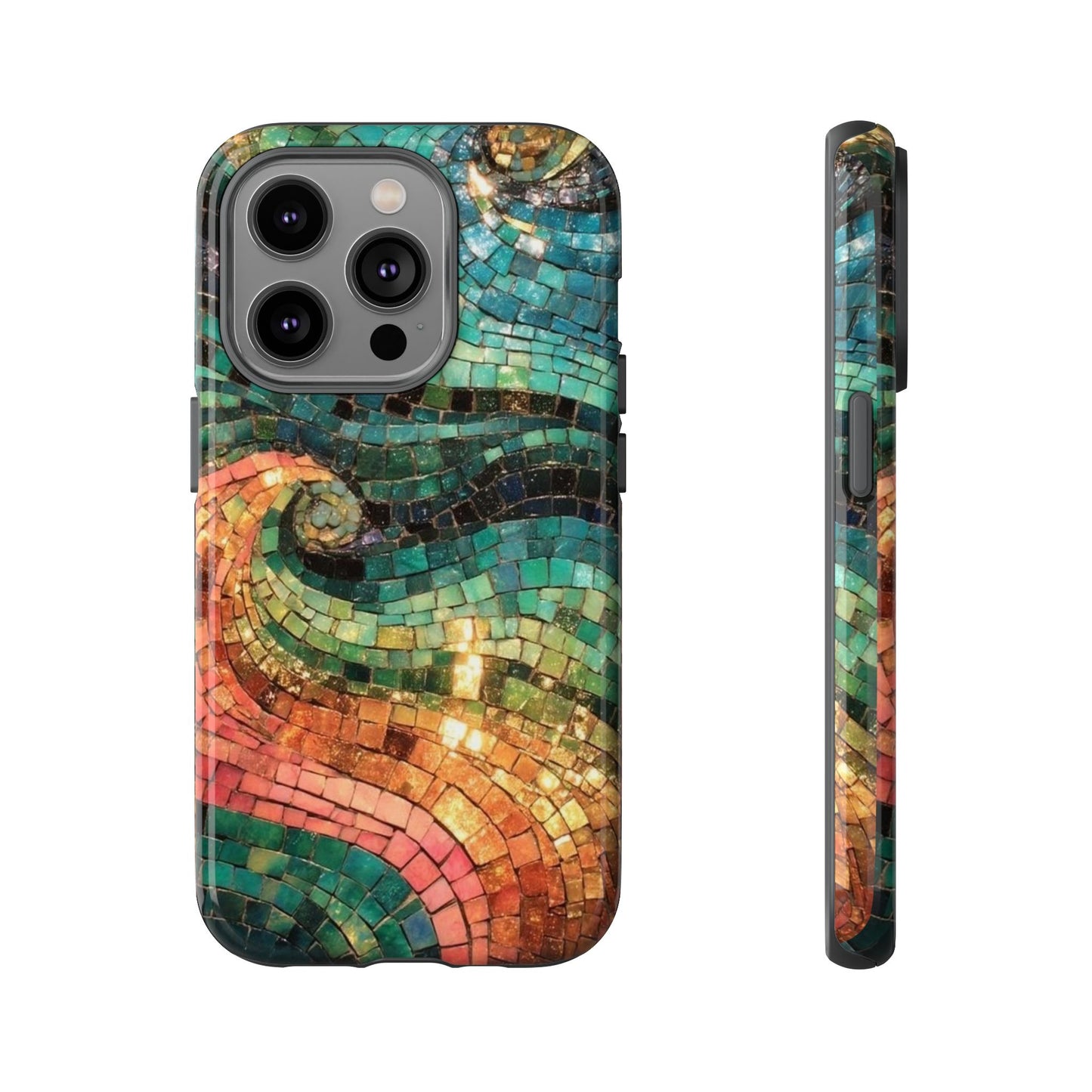 Mosaic Wave Phone Case – Colorful Artistic Tile Design Tough Case