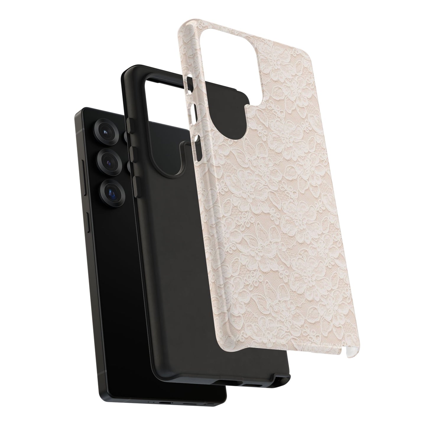 Floral Lace Tough Phone Case – Vintage Ivory Protective Cover
