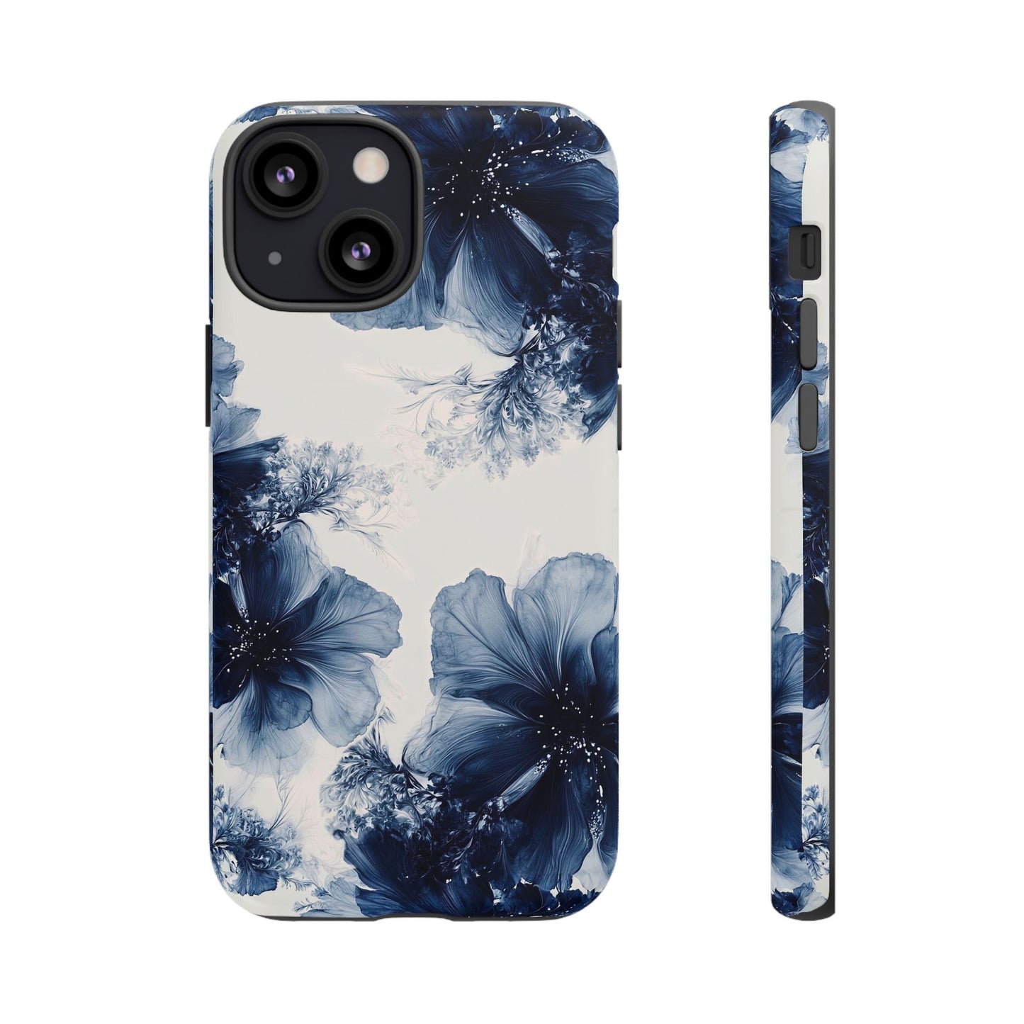 Floral Indigo Tough Phone Case — Blue Botanical Protective Cover