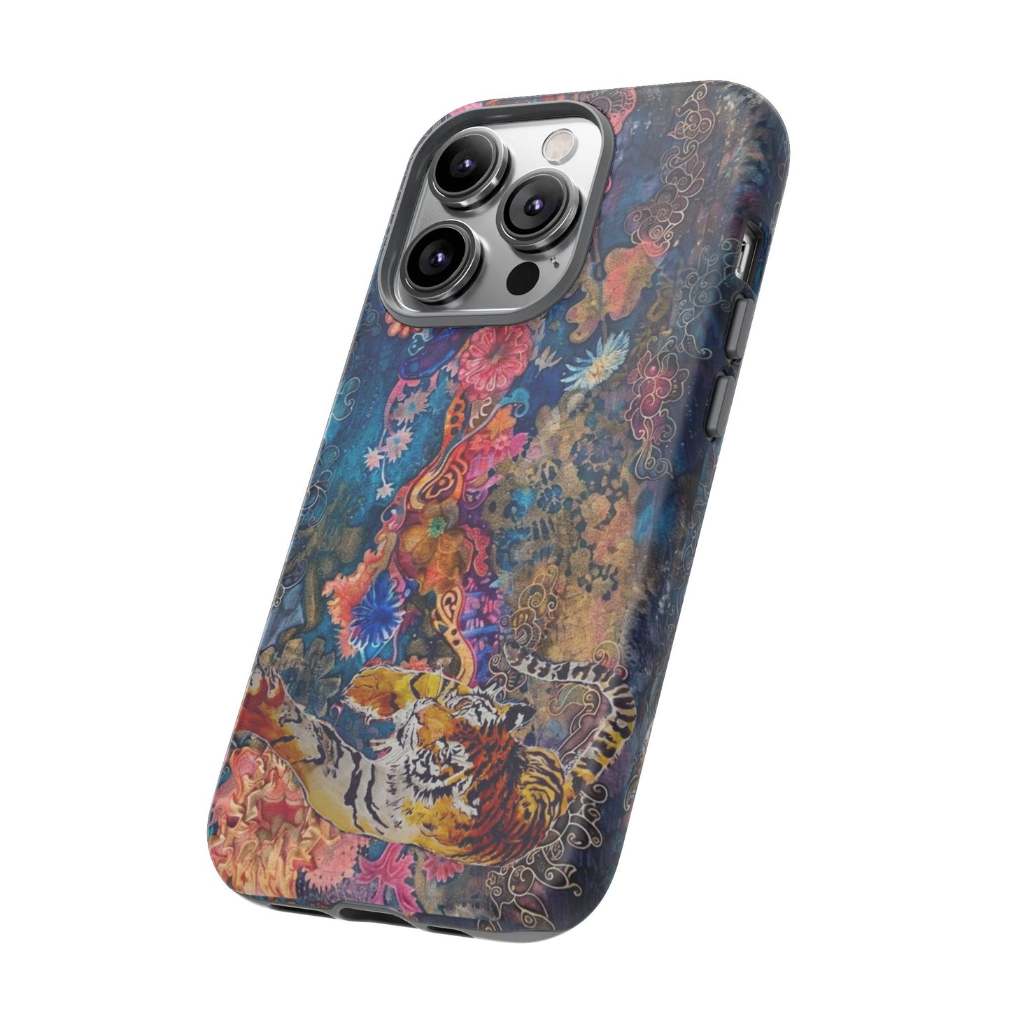 Phone Case - Colorful Floral Tiger Tough Case
