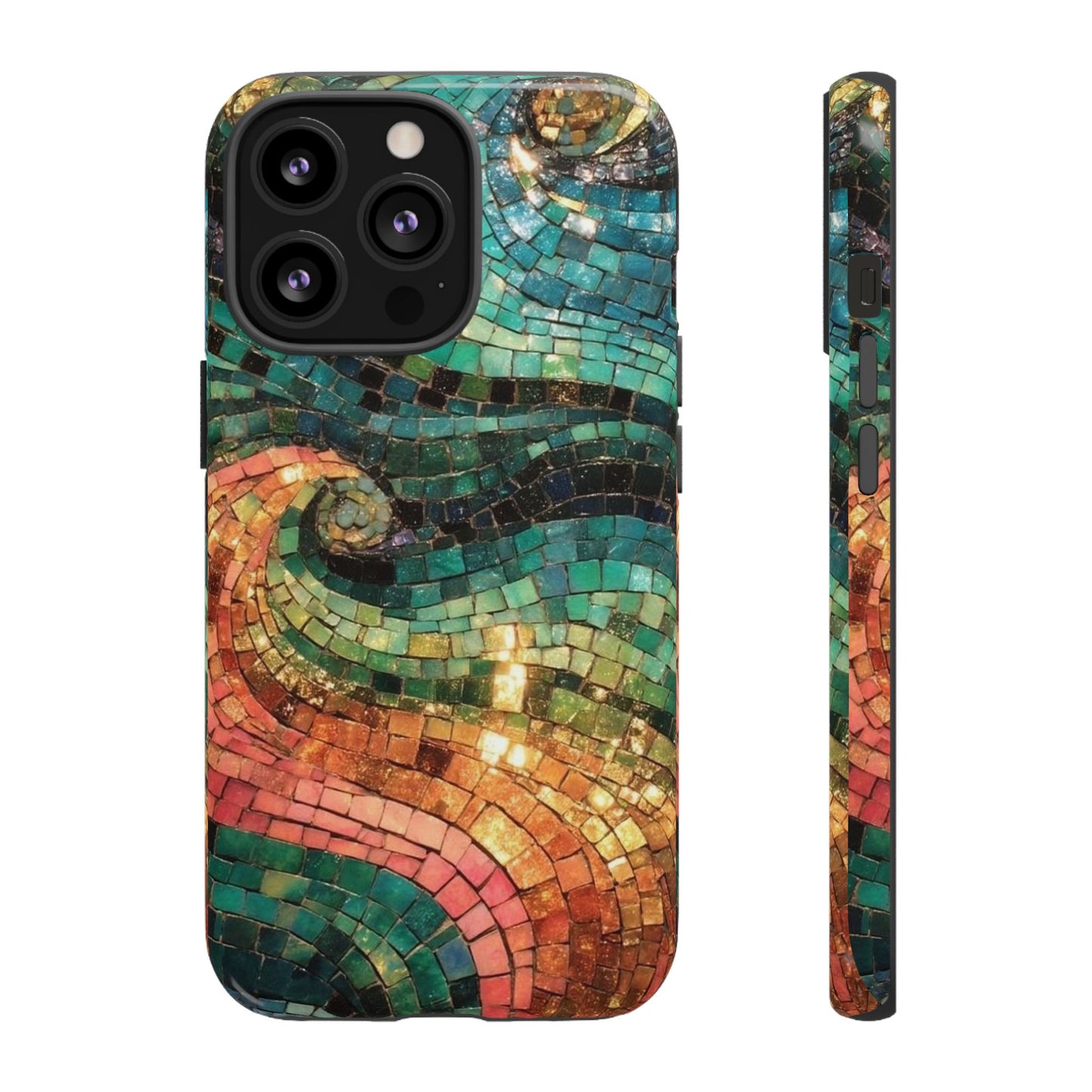 Mosaic Wave Phone Case – Colorful Artistic Tile Design Tough Case