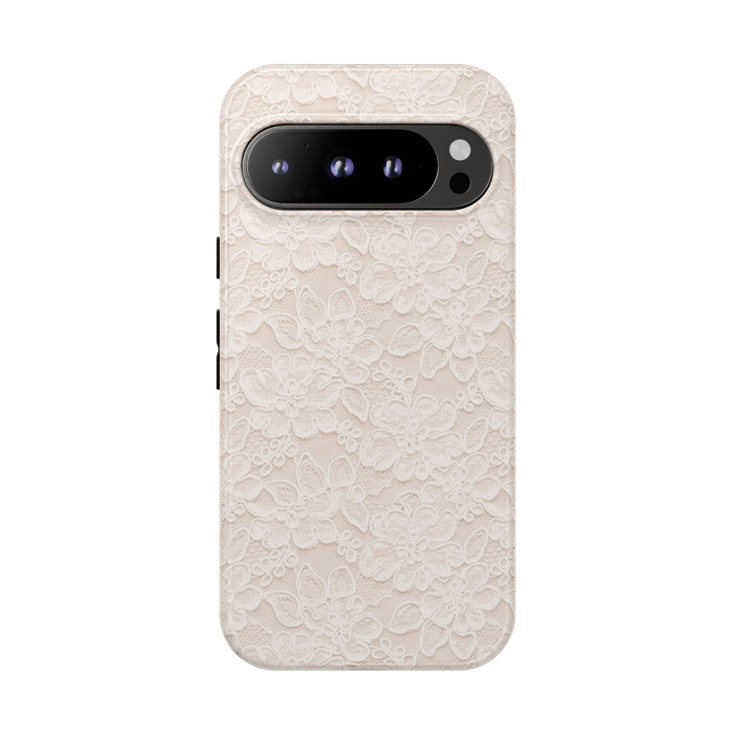 Floral Lace Tough Phone Case – Vintage Ivory Protective Cover