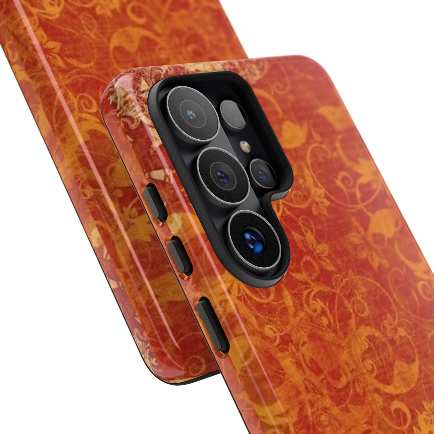 Floral Autumn iPhone Tough Case — Orange Vintage Scroll Design