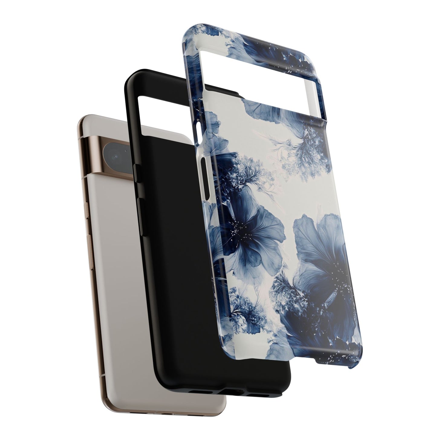 Floral Indigo Tough Phone Case — Blue Botanical Protective Cover