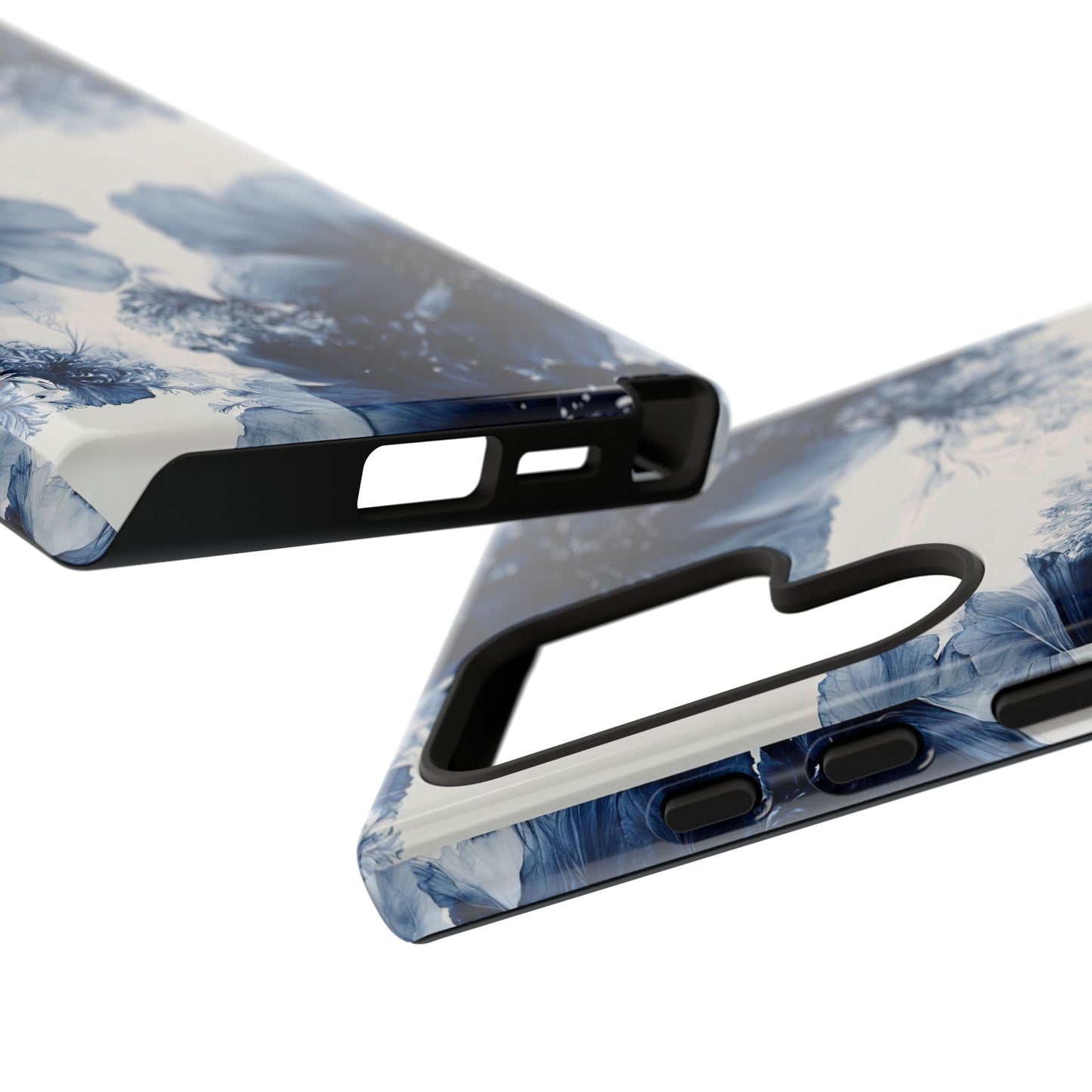 Floral Indigo Tough Phone Case — Blue Botanical Protective Cover