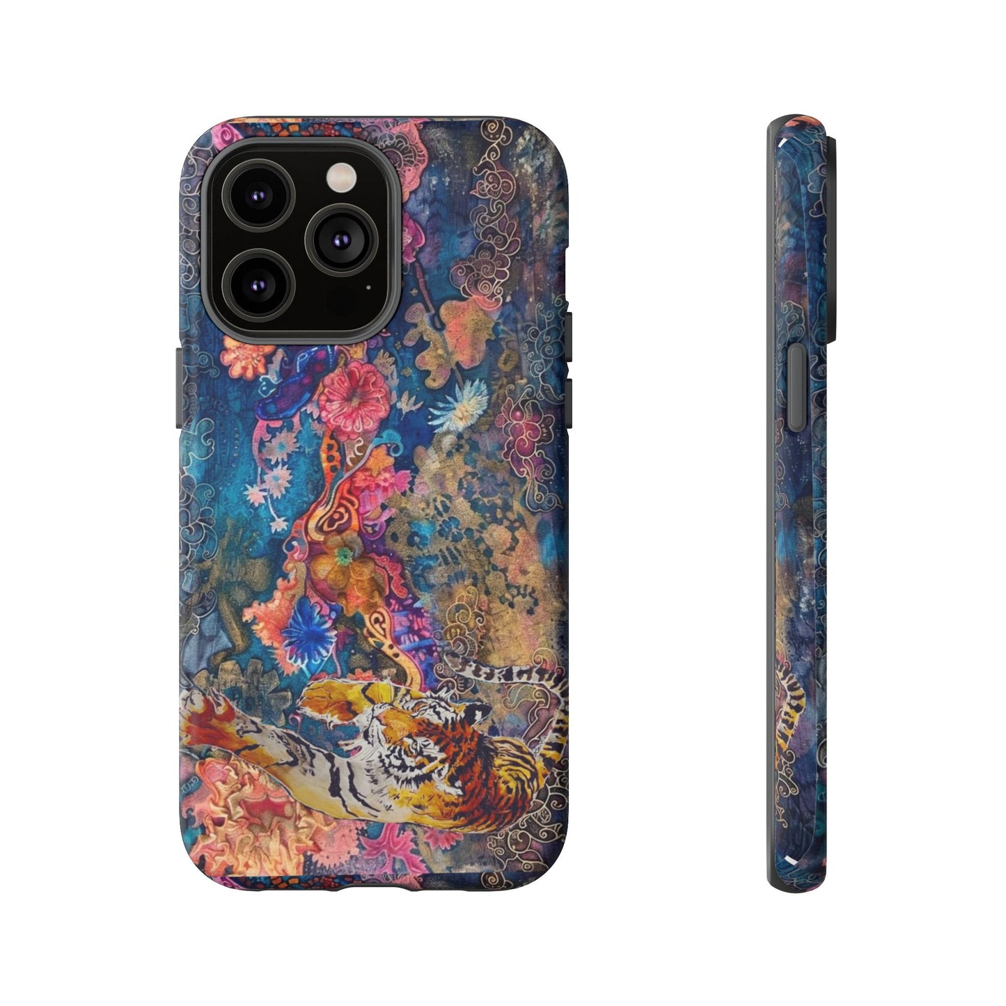 Phone Case - Colorful Floral Tiger Tough Case