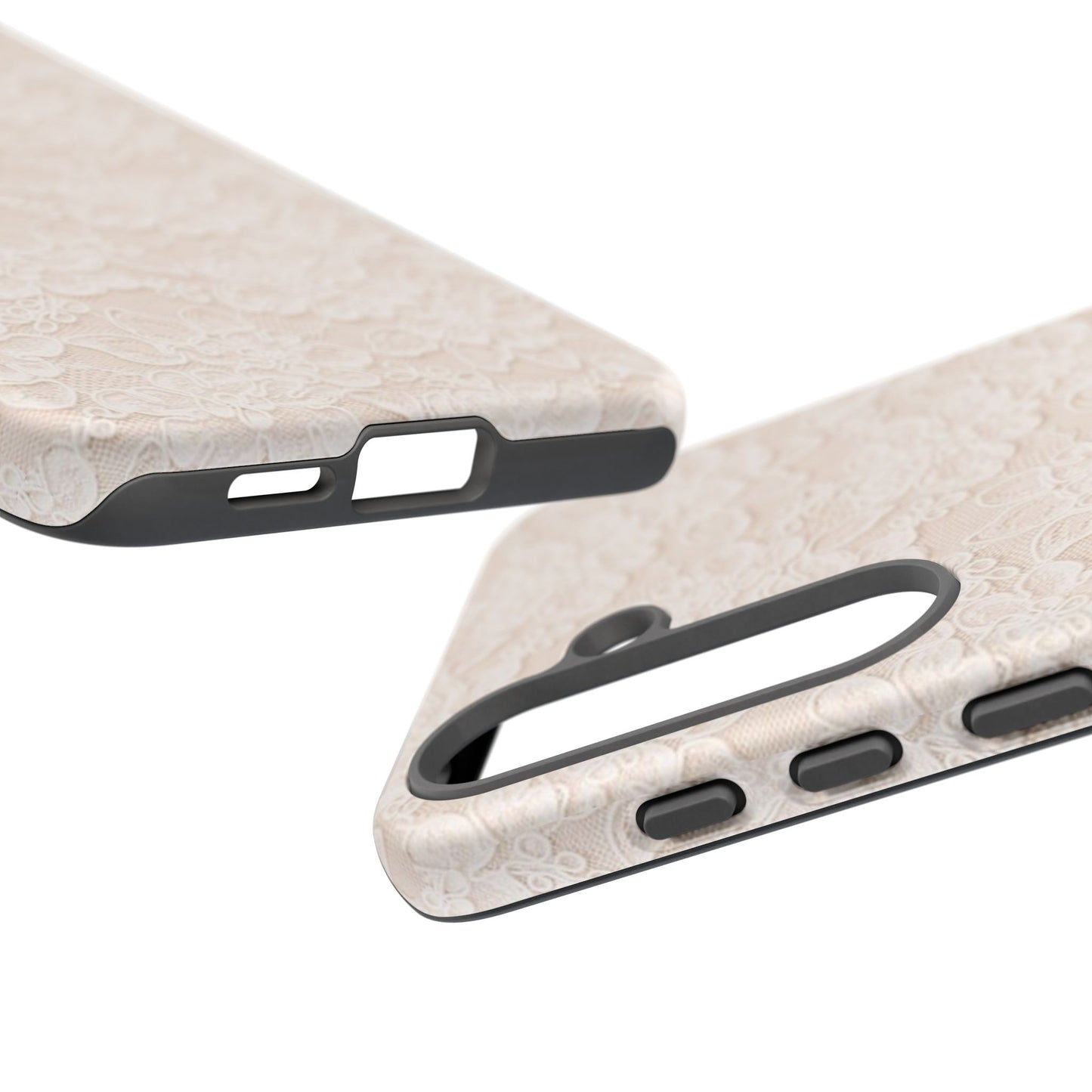Floral Lace Tough Phone Case – Vintage Ivory Protective Cover