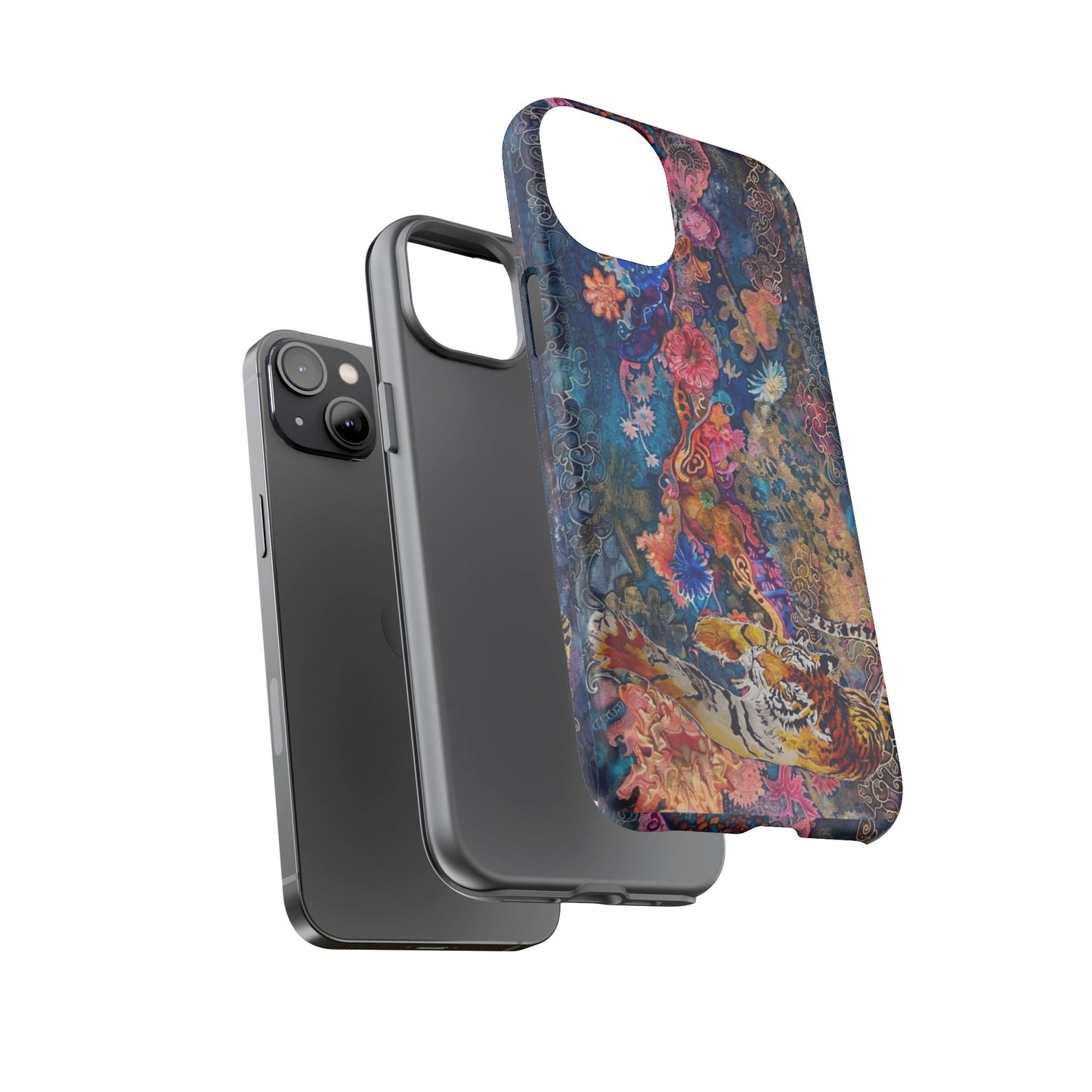 Phone Case - Colorful Floral Tiger Tough Case