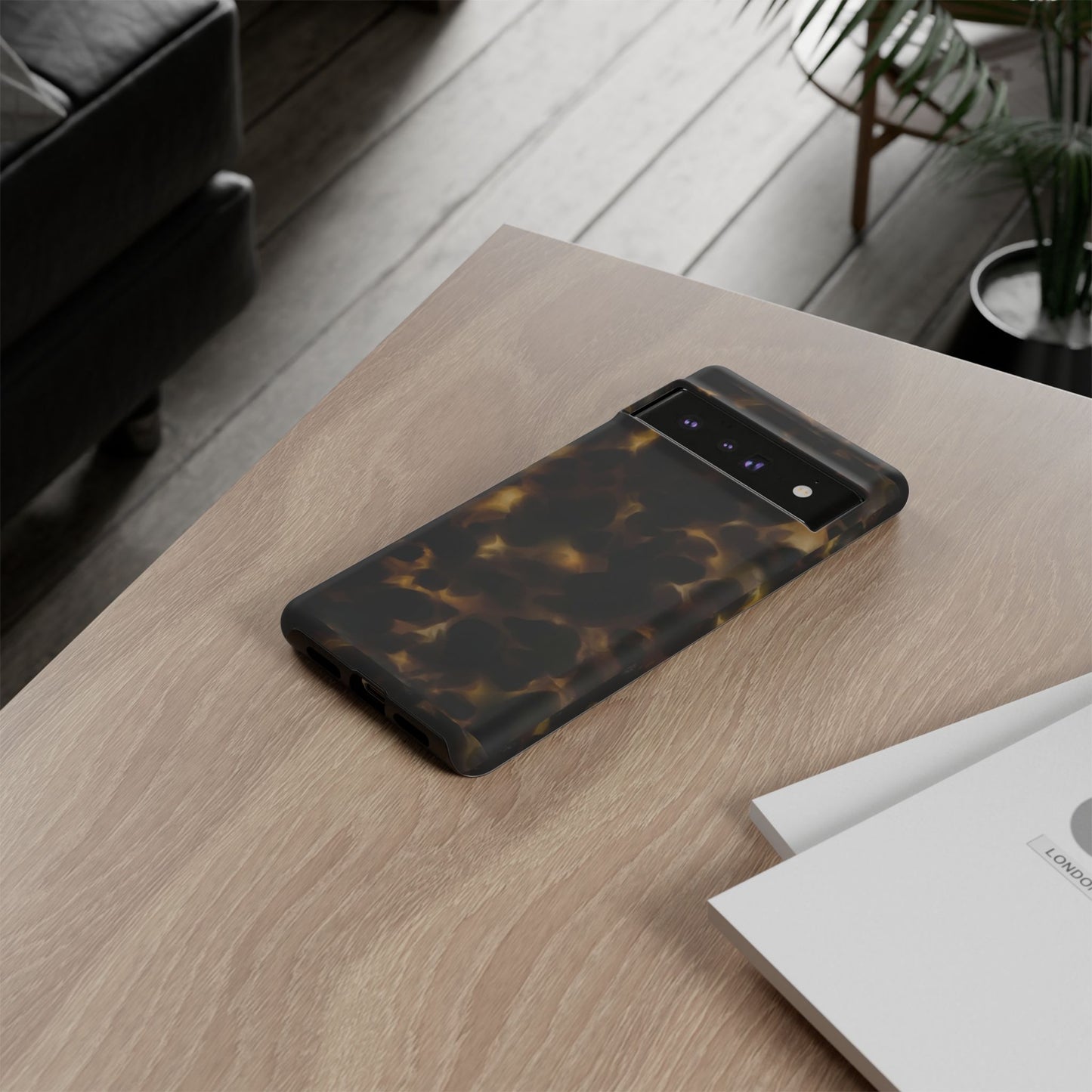 Tortoiseshell Phone Case — Protective Tough Case with Classic Brown Pattern