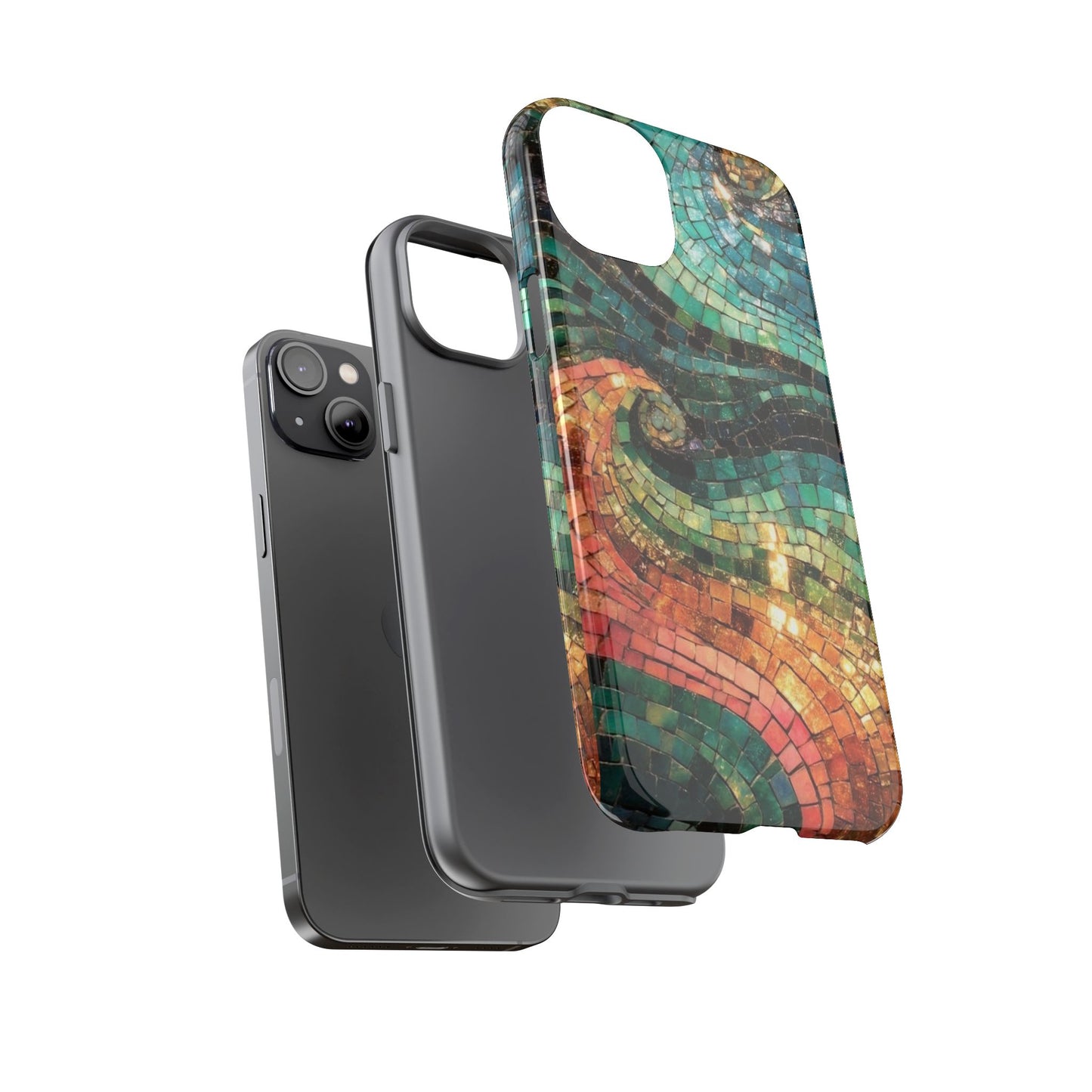 Mosaic Wave Phone Case – Colorful Artistic Tile Design Tough Case