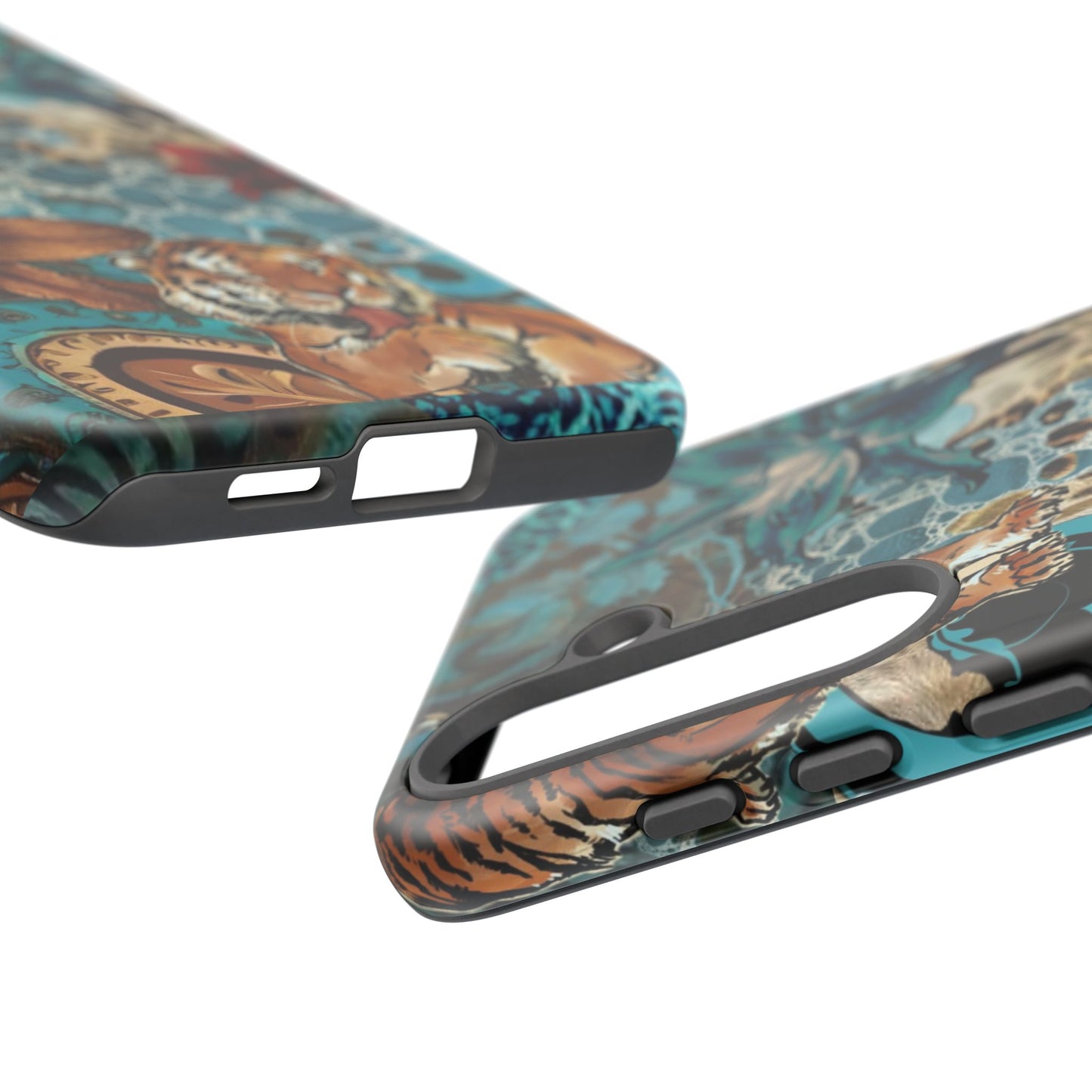 Floral Tiger Phone Case - Teal Safari Protective Cover