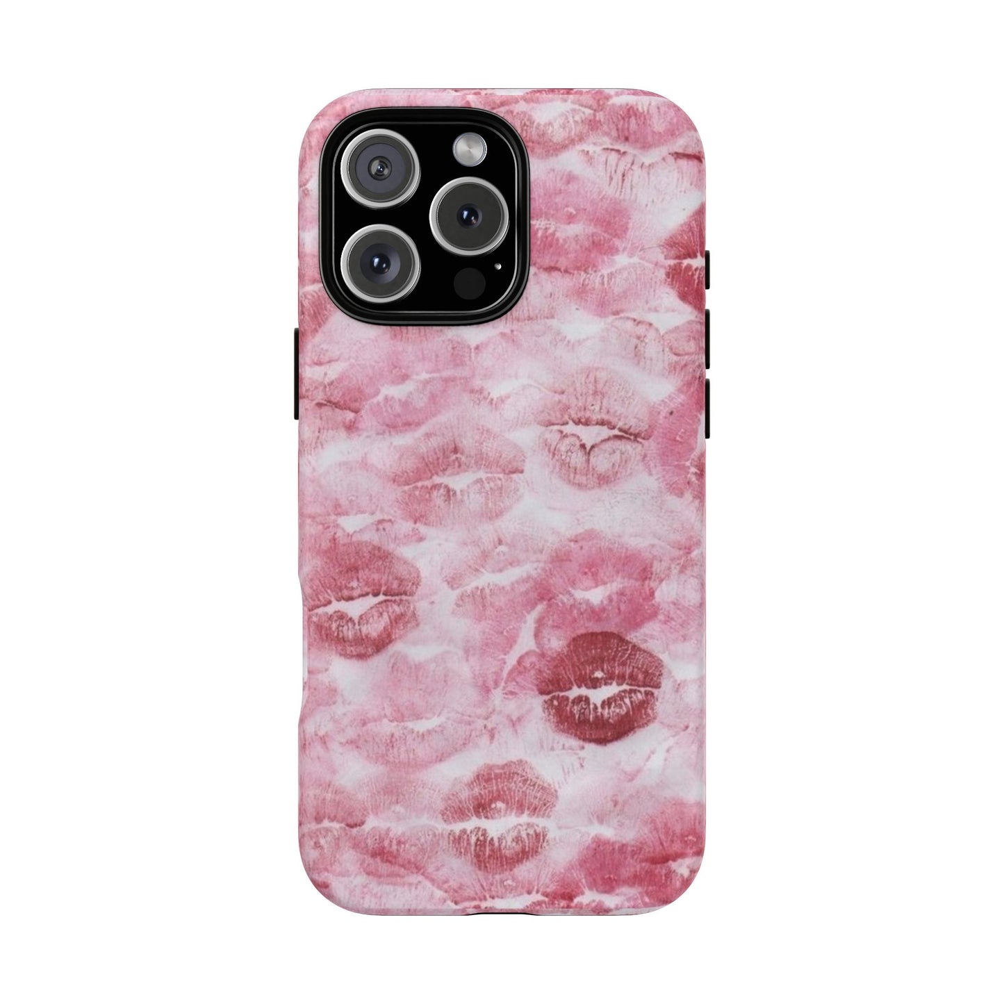 Kiss Print Tough Phone Case — Pink Marble Lip Pattern, Protective iPhone Cover