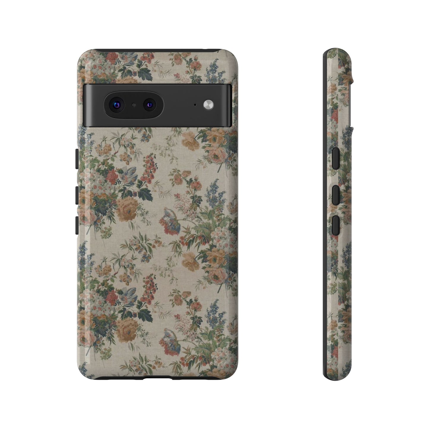 Floral Vintage Tough Phone Case – Antique Rose Pattern