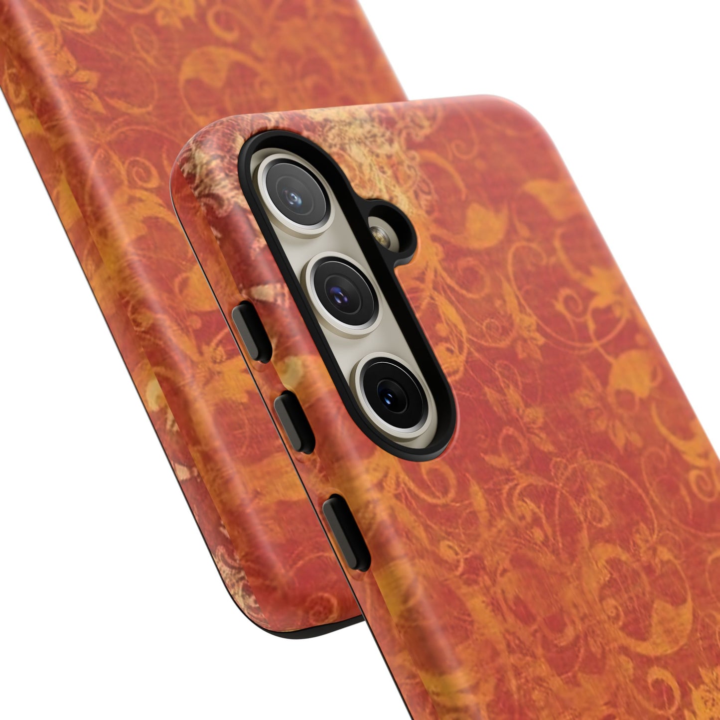 Floral Autumn iPhone Tough Case — Orange Vintage Scroll Design