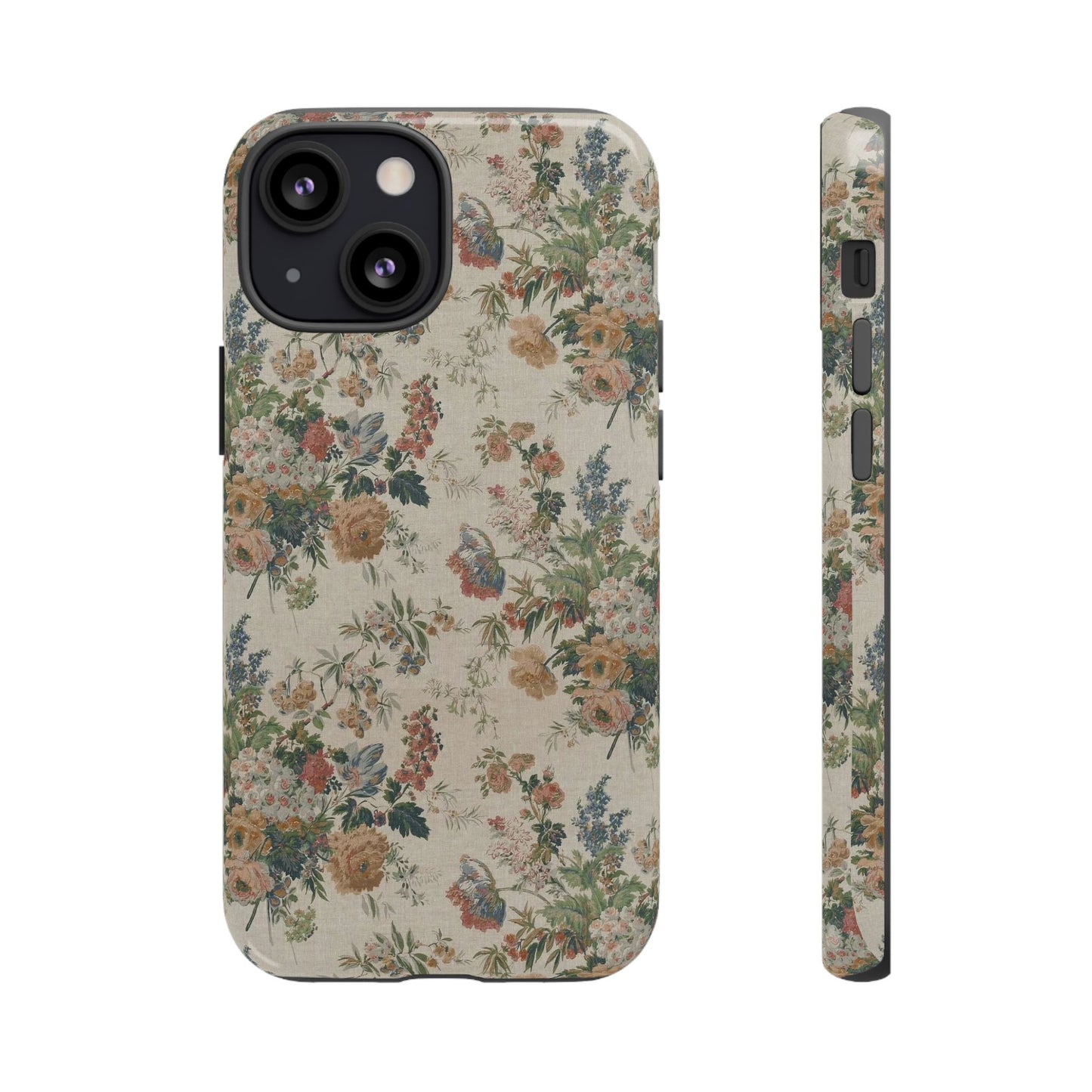 Floral Vintage Tough Phone Case – Antique Rose Pattern