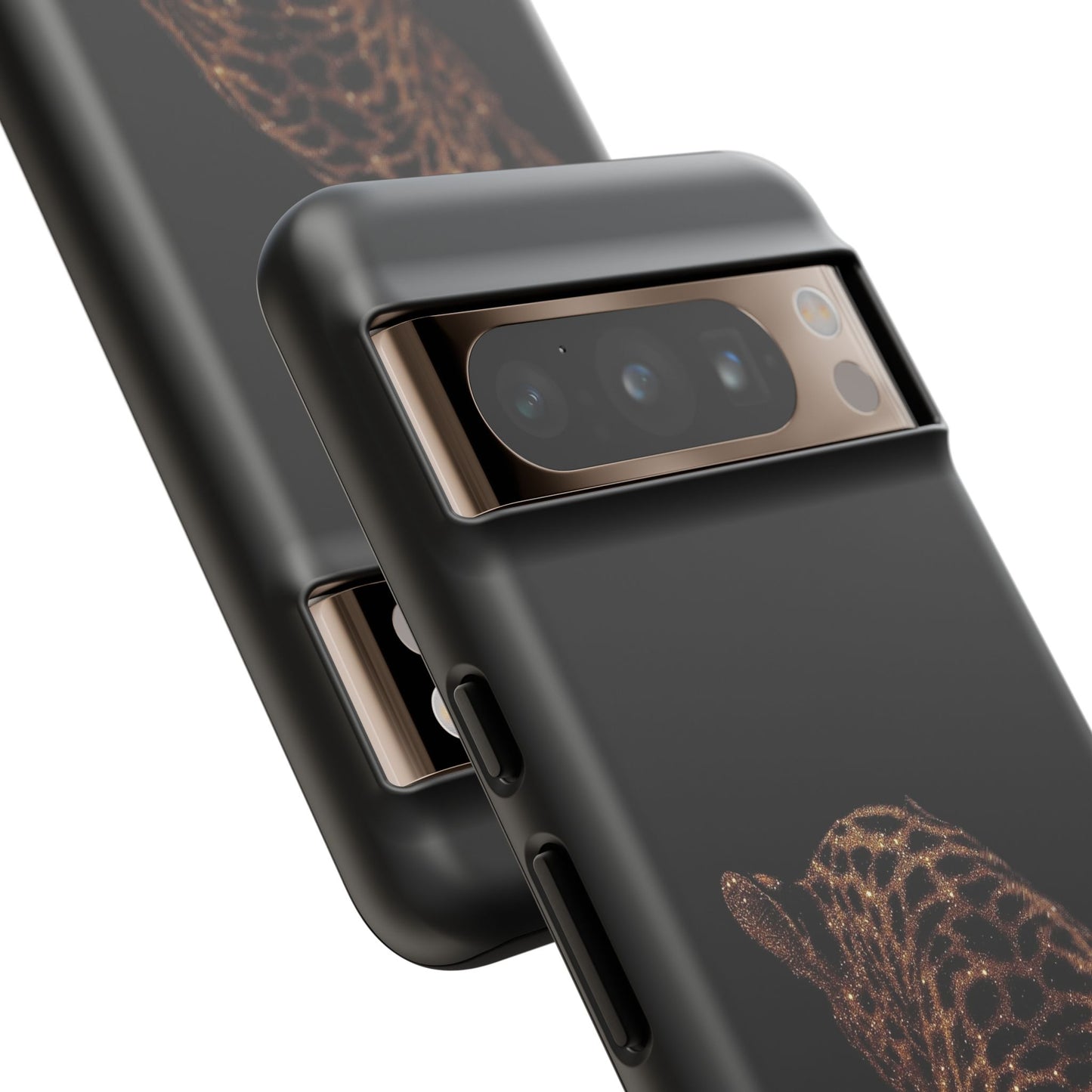 Leopard Print Tough Phone Case - Sleek Black Protective Cover