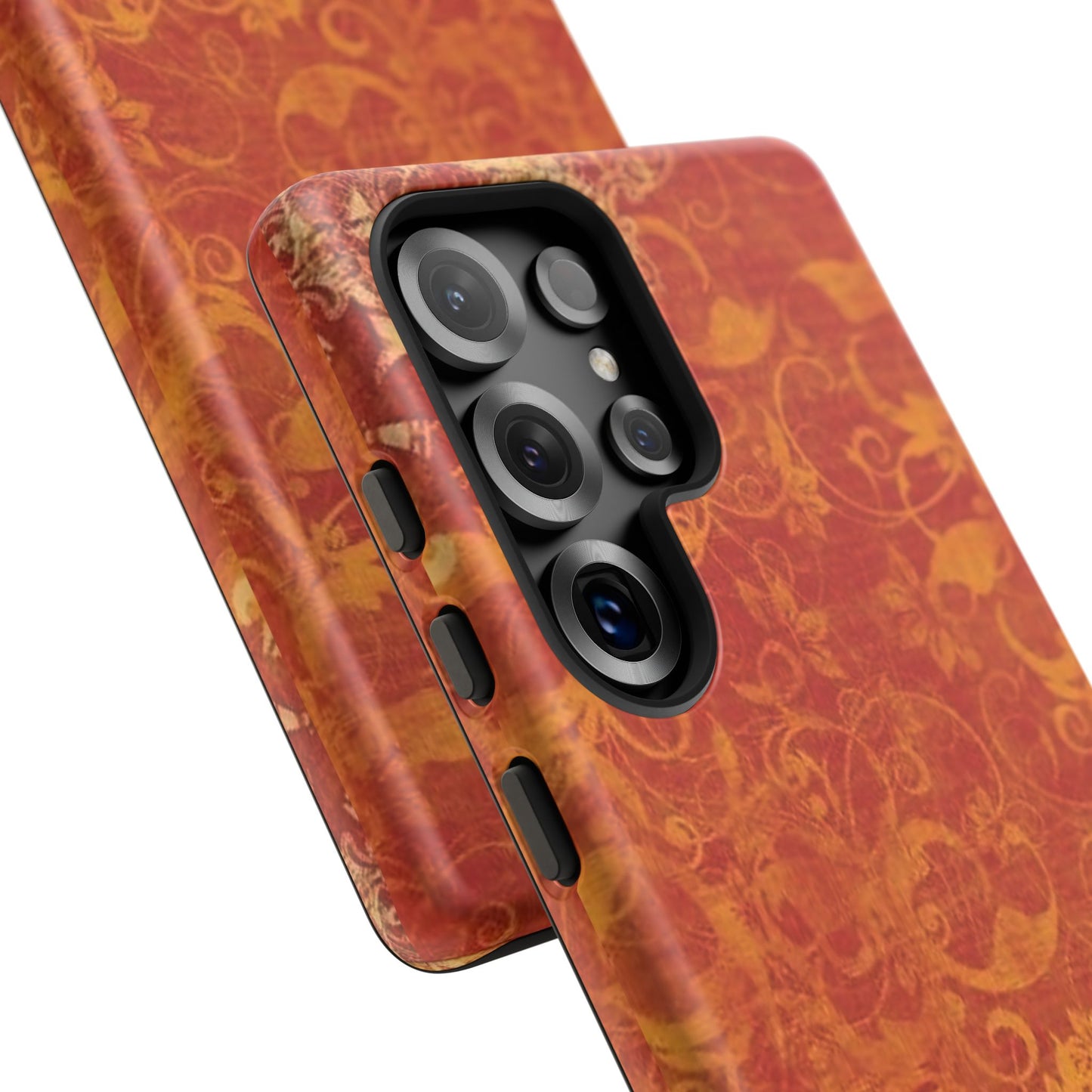 Floral Autumn iPhone Tough Case — Orange Vintage Scroll Design